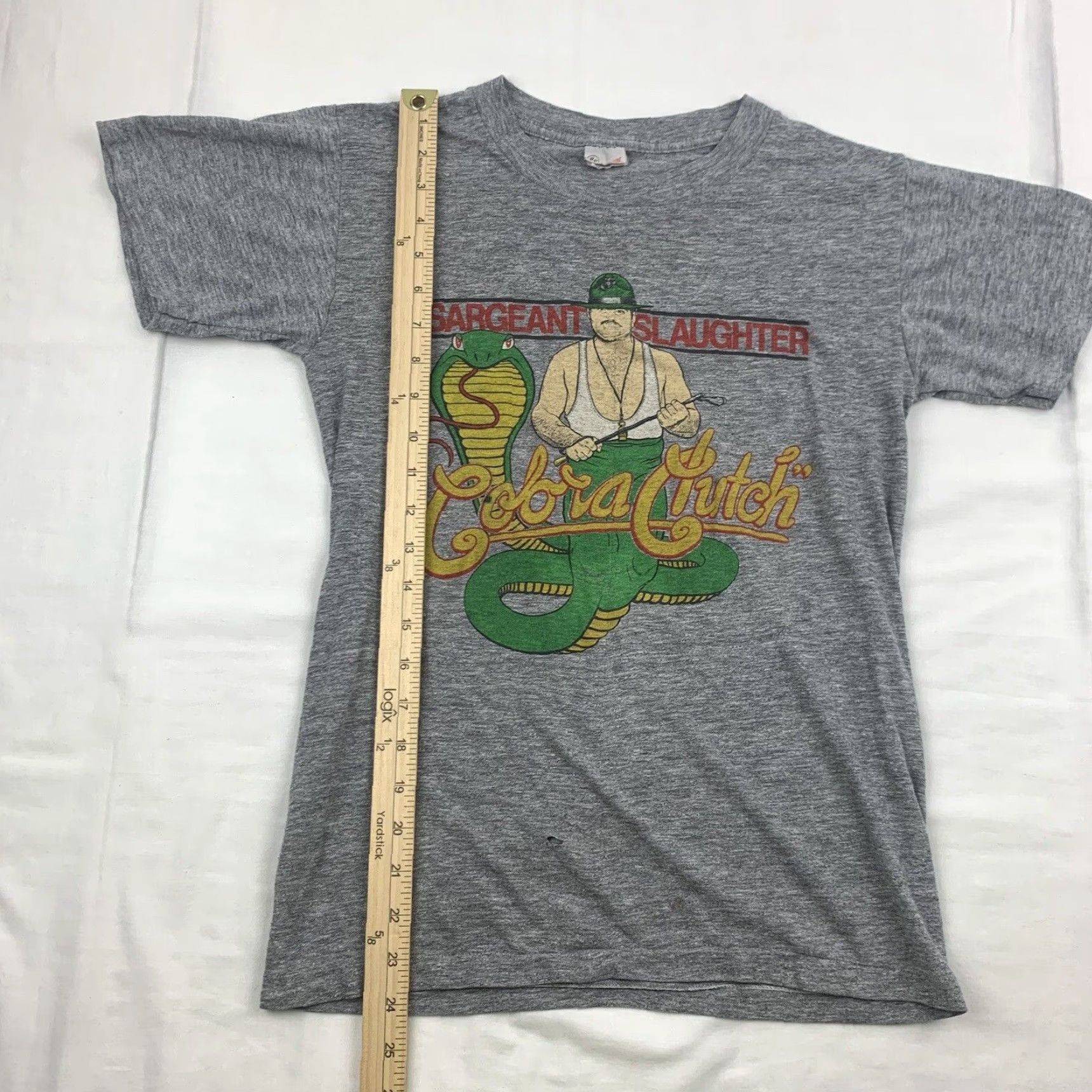 Vintage VINTAGE Sargeant Slaughter Cobra Clutch T Shirt Adult Medium Gray WWF WWE 70s Sportswear Shirt Mens 70s Wrestling Gray Size US M / EU 48-50 / 2 - 5 Thumbnail