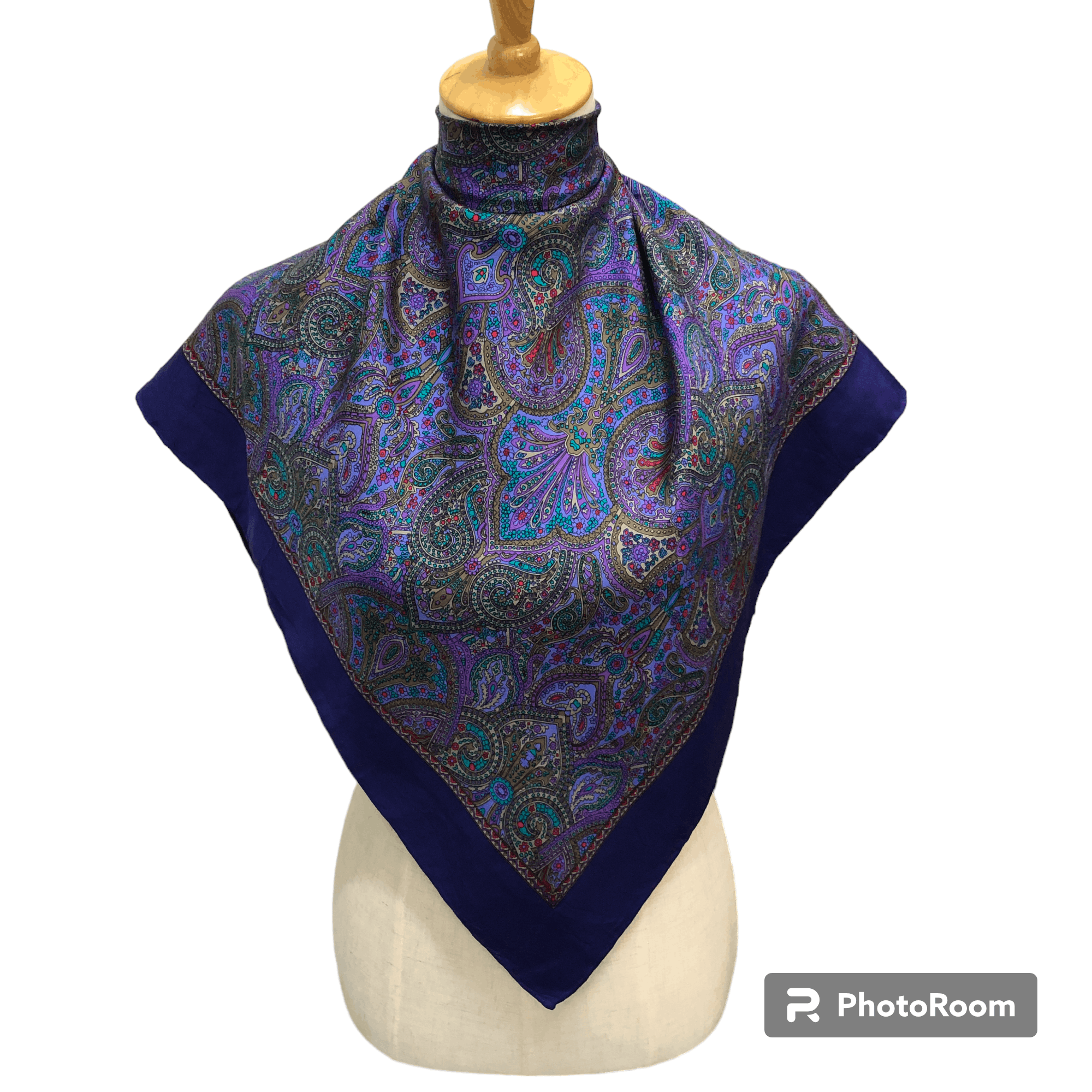 Vintage Luxury Paisley Hand Rolled Silk Scarf M1279