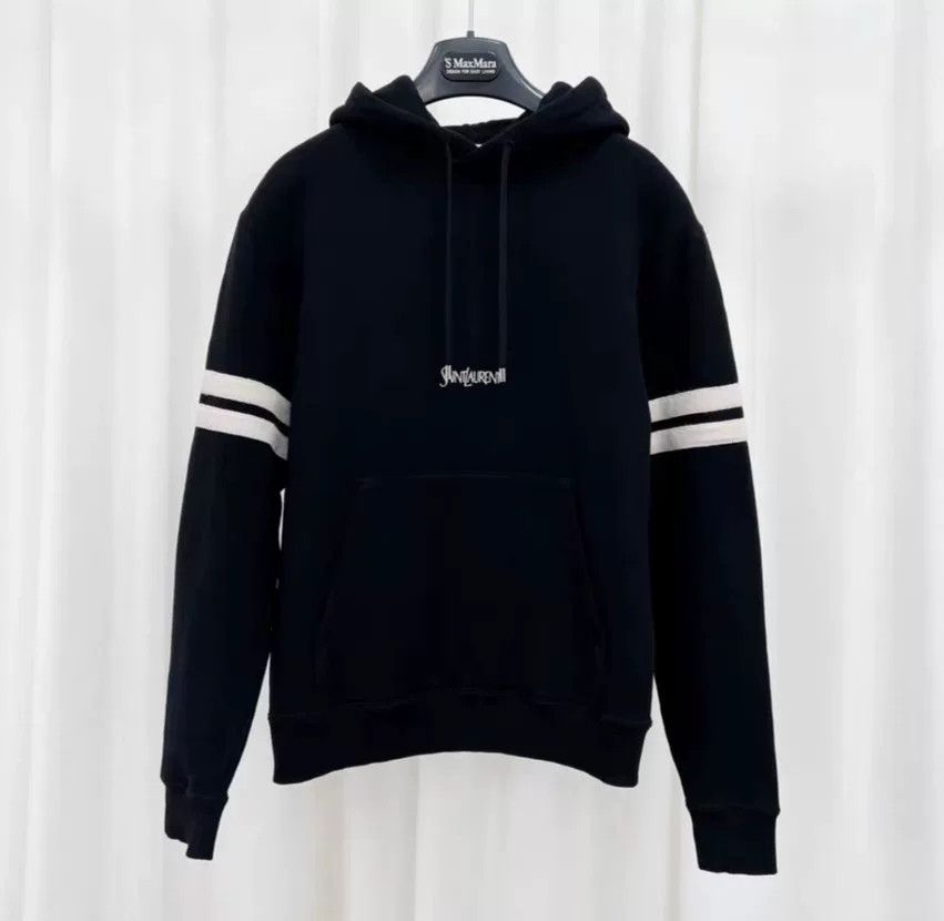 Saint Laurent Paris Saint Laurent Black Striped Sleeve Hoodie Size US M / EU 48-50 / 2 - 1 Thumbnail