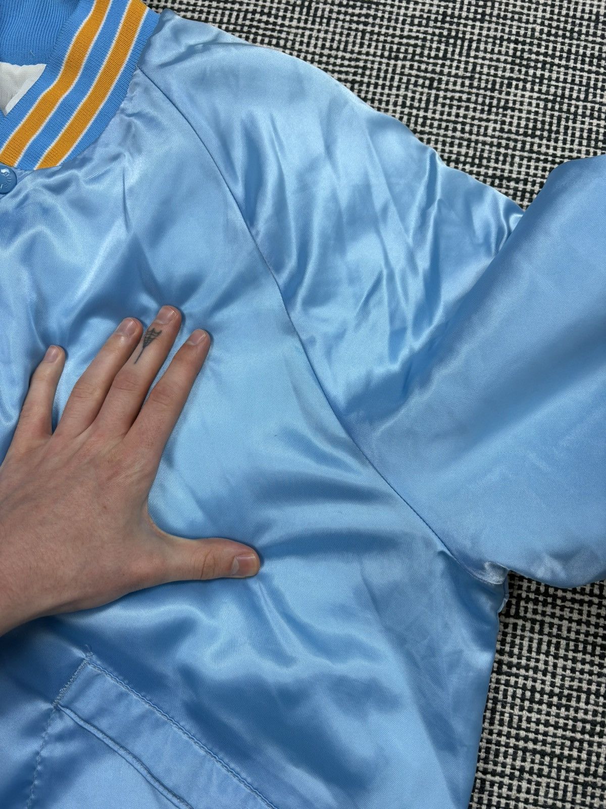 Vintage Vintage King Louie baby blue sateen bomber varsity jacket Size US M / EU 48-50 / 2 - 10 Thumbnail