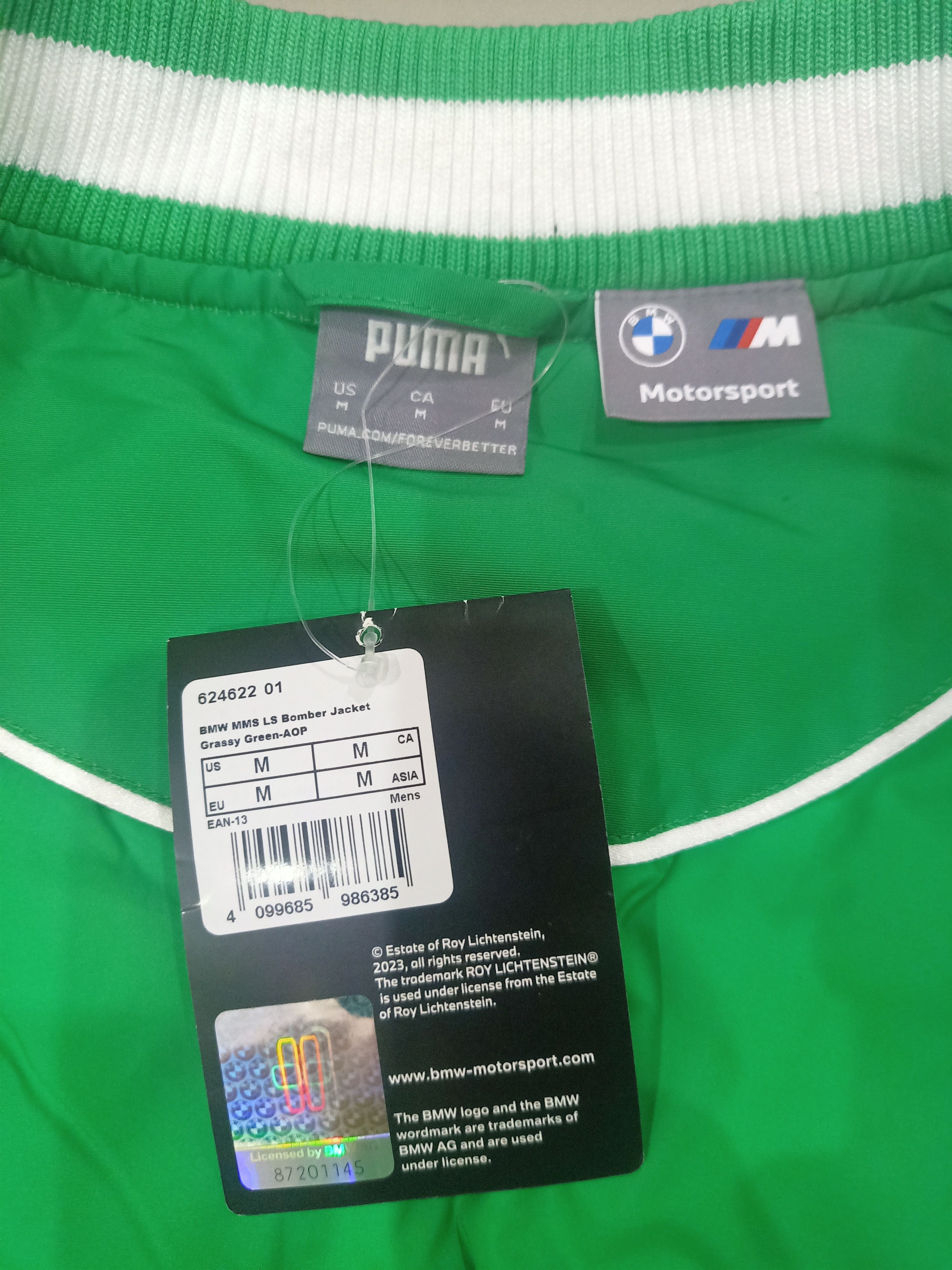 BMW × Puma BMW MMS LS Bomber Jacket Grassy Green-AOP Size US M / EU 48-50 / 2 - 2 Thumbnail