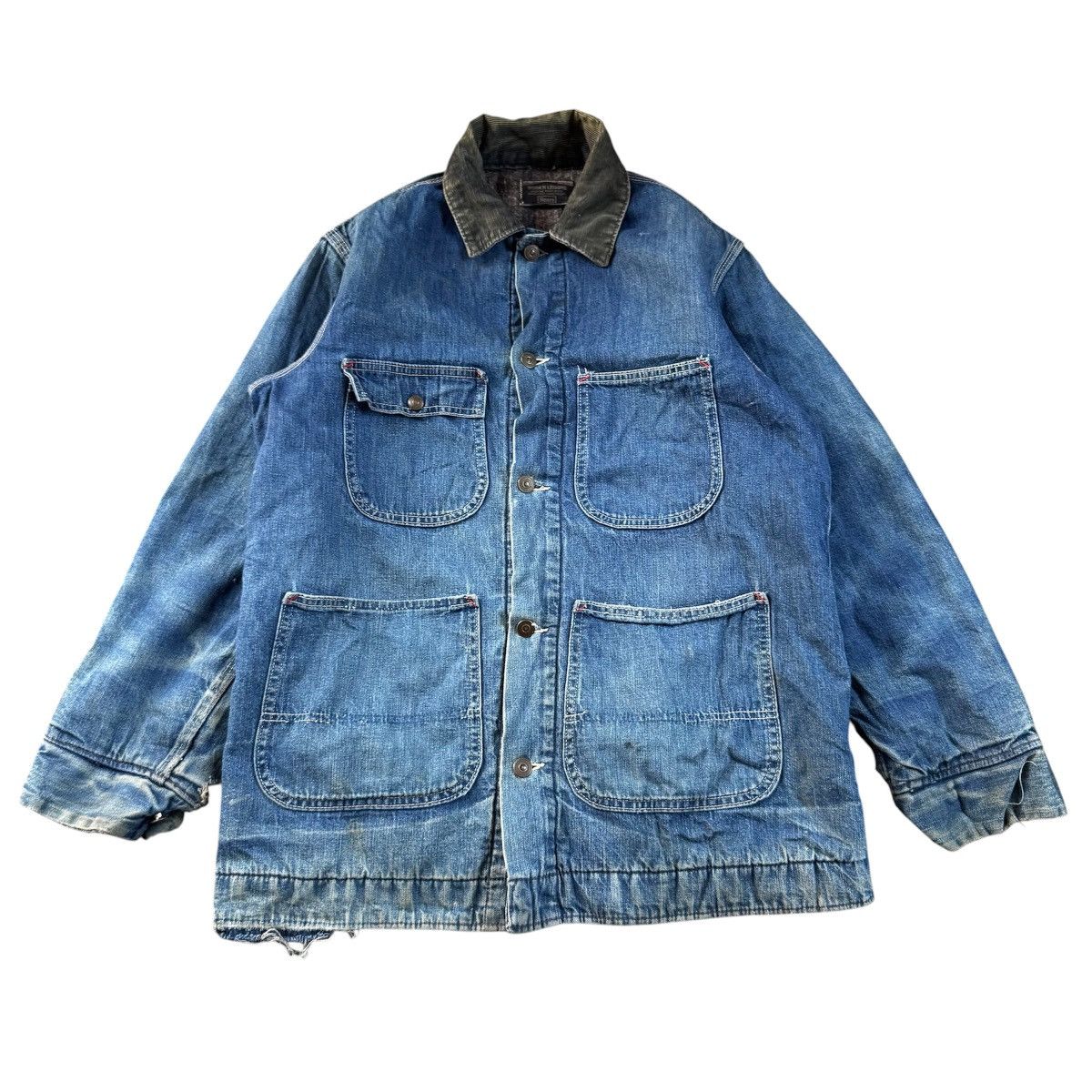 Vintage 70s Sears Work'n Leisure Denim Chore Blanket Distressed Size US L / EU 52-54 / 3 - 1 Thumbnail