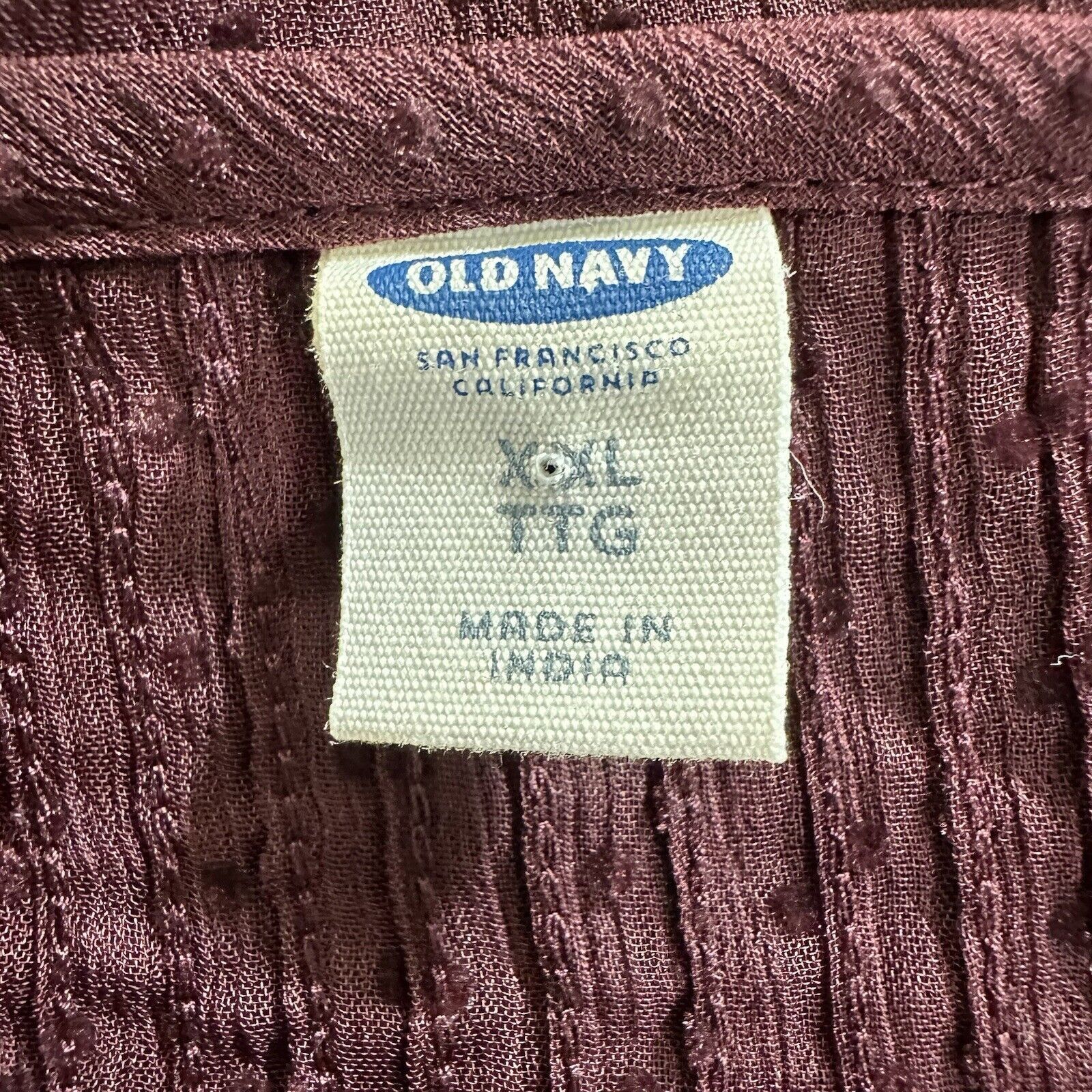 Old Navy Old Navy XXL Relaxed Crepe Burgundy Polka Dot Sheer Blouse Size XXL / US 16-18 / IT 52-54 - 3 Thumbnail