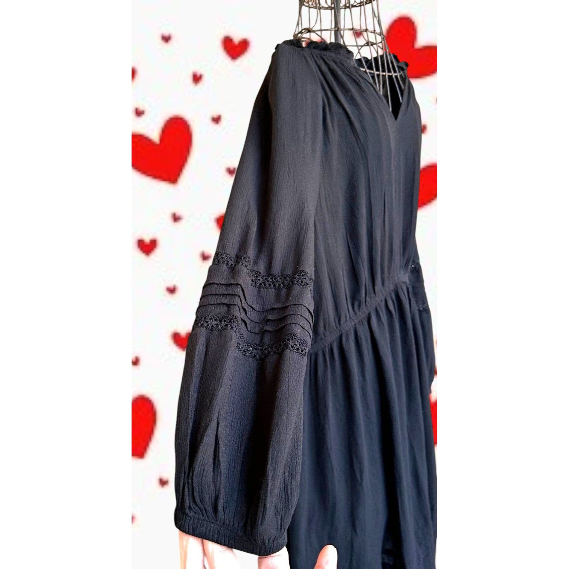 Other Knox Rose Black Dress XL Tiered Layered Long Sleeves Stretch Size XL / US 12-14 / IT 48-50 - 4 Thumbnail