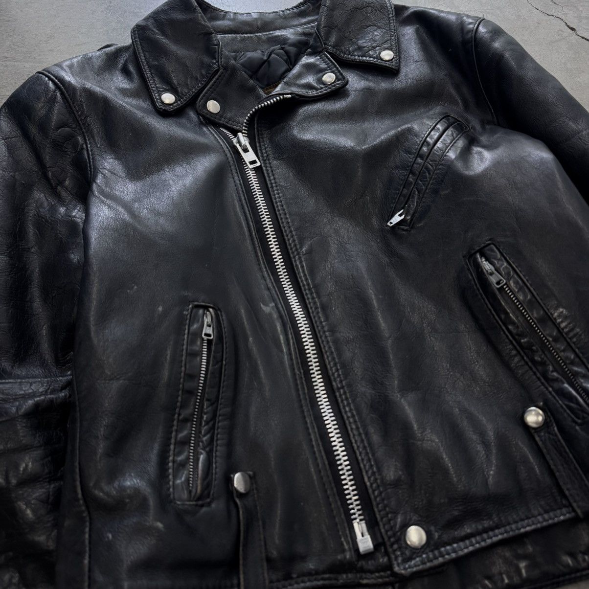 Vintage Vintage 1960s Moto Style Heavy ERD Style Punk Leather Jkt Size US S / EU 44-46 / 1 - 3 Thumbnail