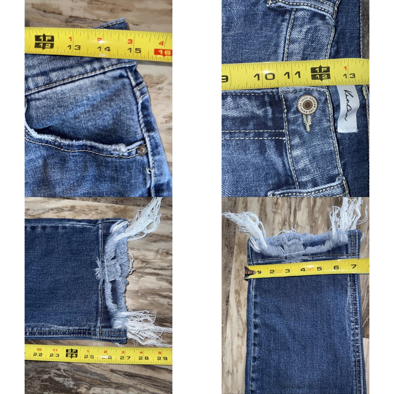 Vintage VINTAGE KanCan Estilo High Rise Jeans Women’s 28 Blue Denim Wide Leg 5-Pocket Stretch Raw Hem Womens Jeans Size 28" / US 6 / IT 42 - 9 Thumbnail