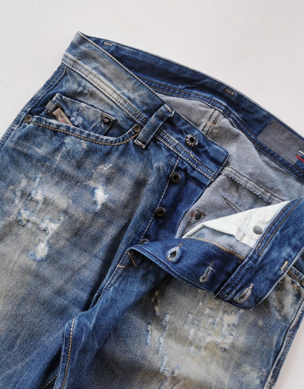Diesel Black Gold Blue Eyecons Diesel Distressed Skinny Jeans Size US 30 / EU 46 - 5 Thumbnail