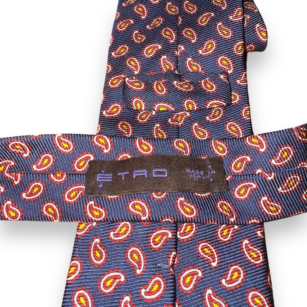 Etro Etro Milano Red & Navy Blue Paisley Made in Italy Necktie Size ONE SIZE - 3 Thumbnail