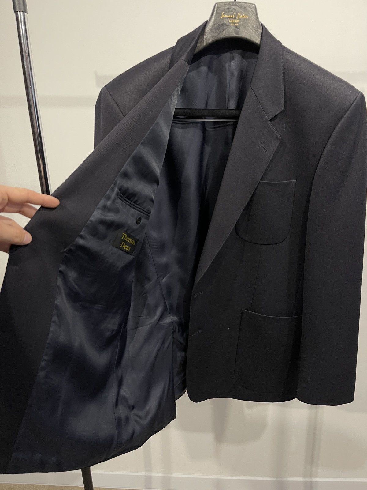 Vintage Thomas Deas black Wool Blend Blazer classic jacket 42R Size 42R - 8 Thumbnail