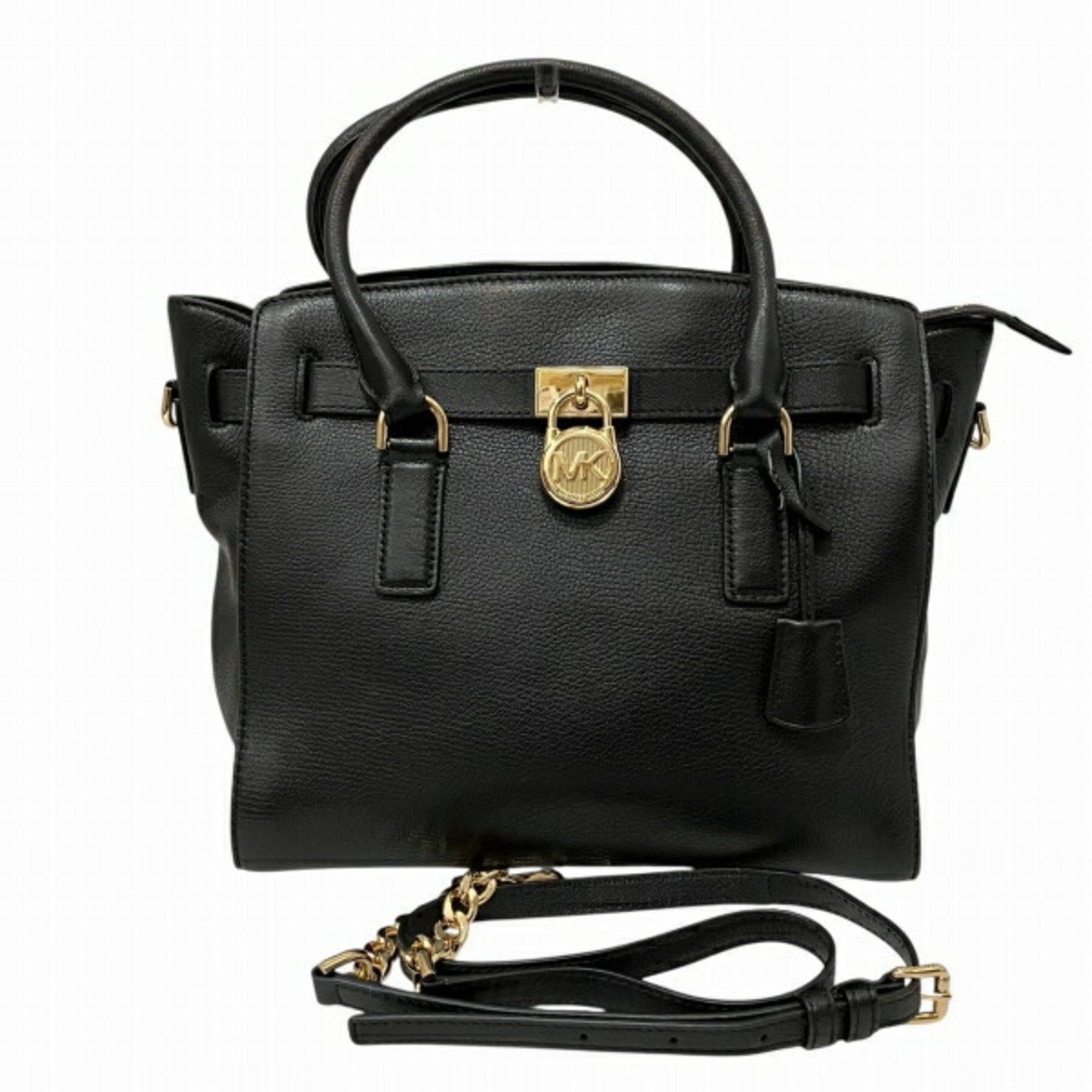 Michael Kors Michael Kors Black Leather 2way Bag Handbag Tote for Women Size ONE SIZE - 1 Thumbnail