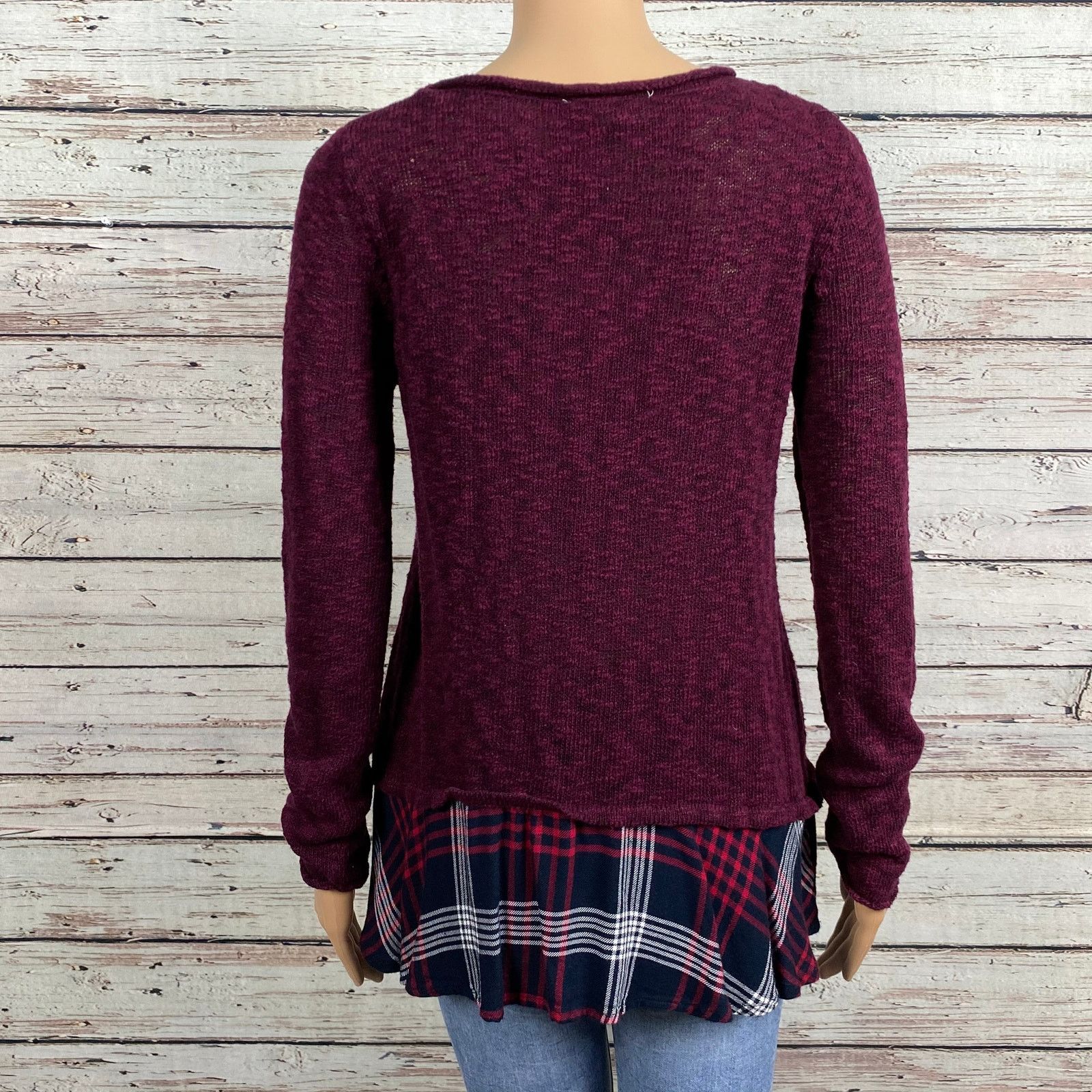 Other Cloud Chaser Marled Burgundy Black Slub Knit Shirt Large Size L / US 10 / IT 46 - 3 Thumbnail