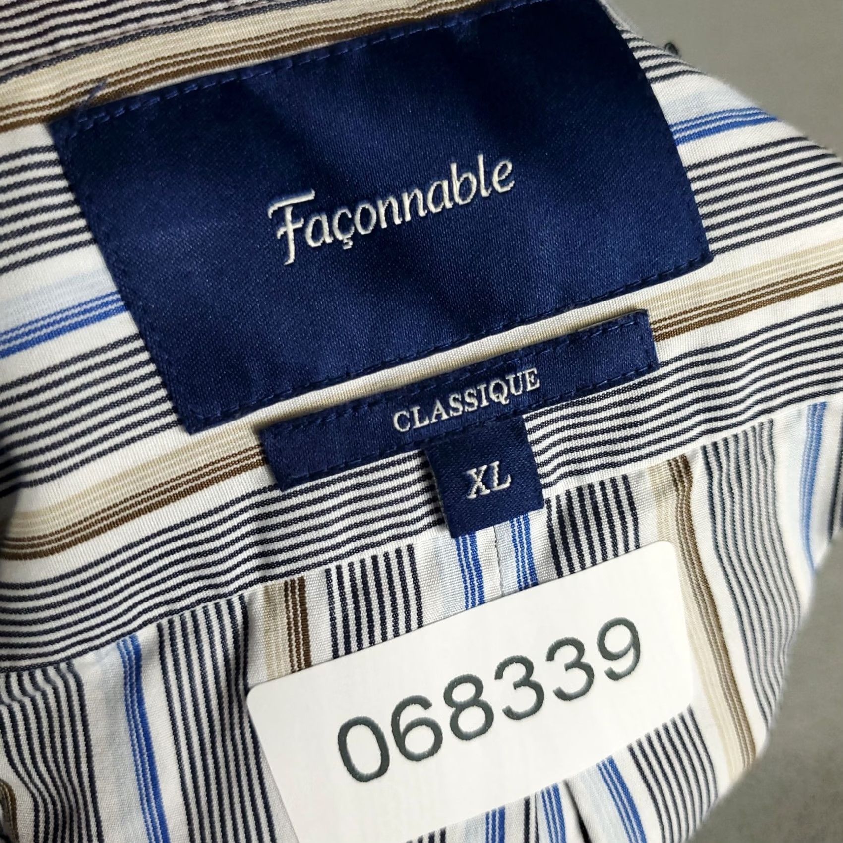 Faconnable Faconnable Shirt Mens XL Blue Striped Casual Button Up Long Sleeve Size US XL / EU 56 / 4 - 7 Thumbnail
