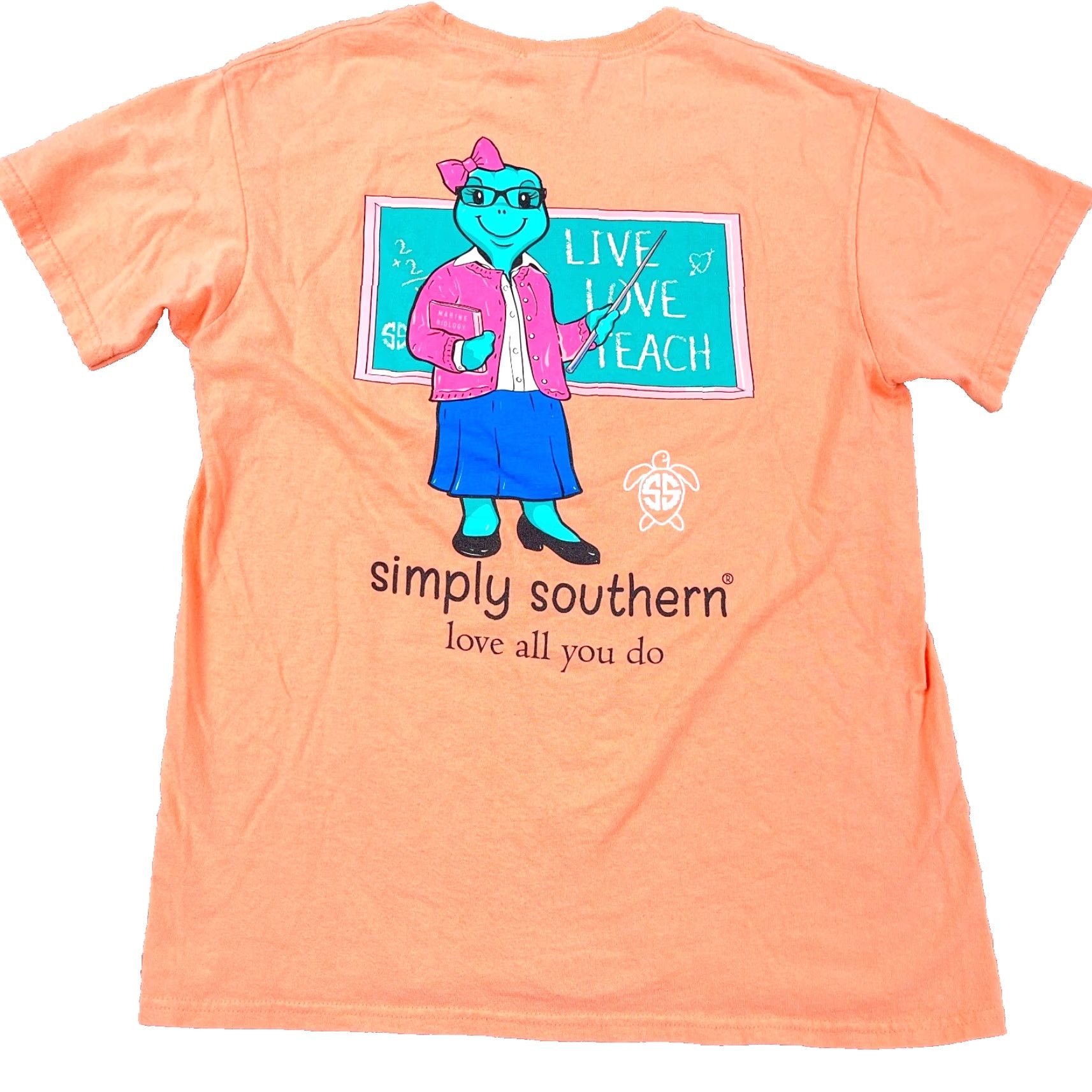 Alife VINTAGE Simple Southern Shirt Women Medium Orange Tee Teacher Life School Peach Ladies Size M / US 6-8 / IT 42-44 - 2 Thumbnail