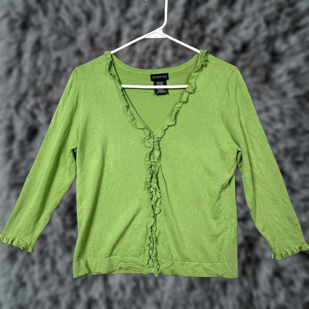 George Forest Fairy Cardigan M Ruffle Layering Coconut Girl Librarian Chic Indie Sleaze Size M / US 6-8 / IT 42-44 - 1 Thumbnail