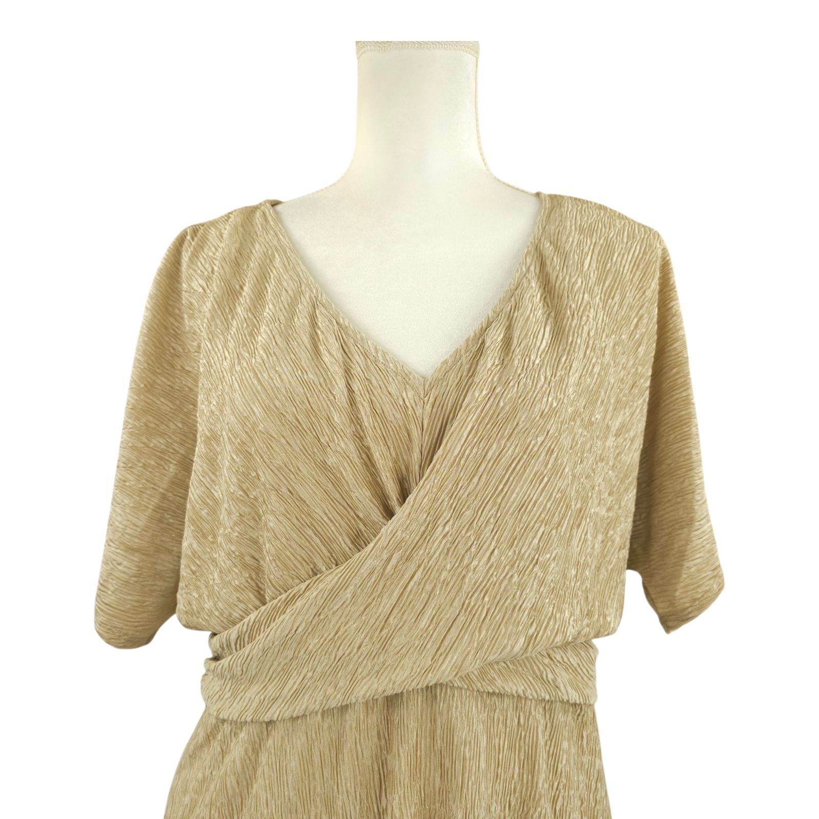 Other Jodifl Dress L Metallic Gold Shimmer Cross Front Maxi Slits Size L / US 10 / IT 46 - 18 Thumbnail