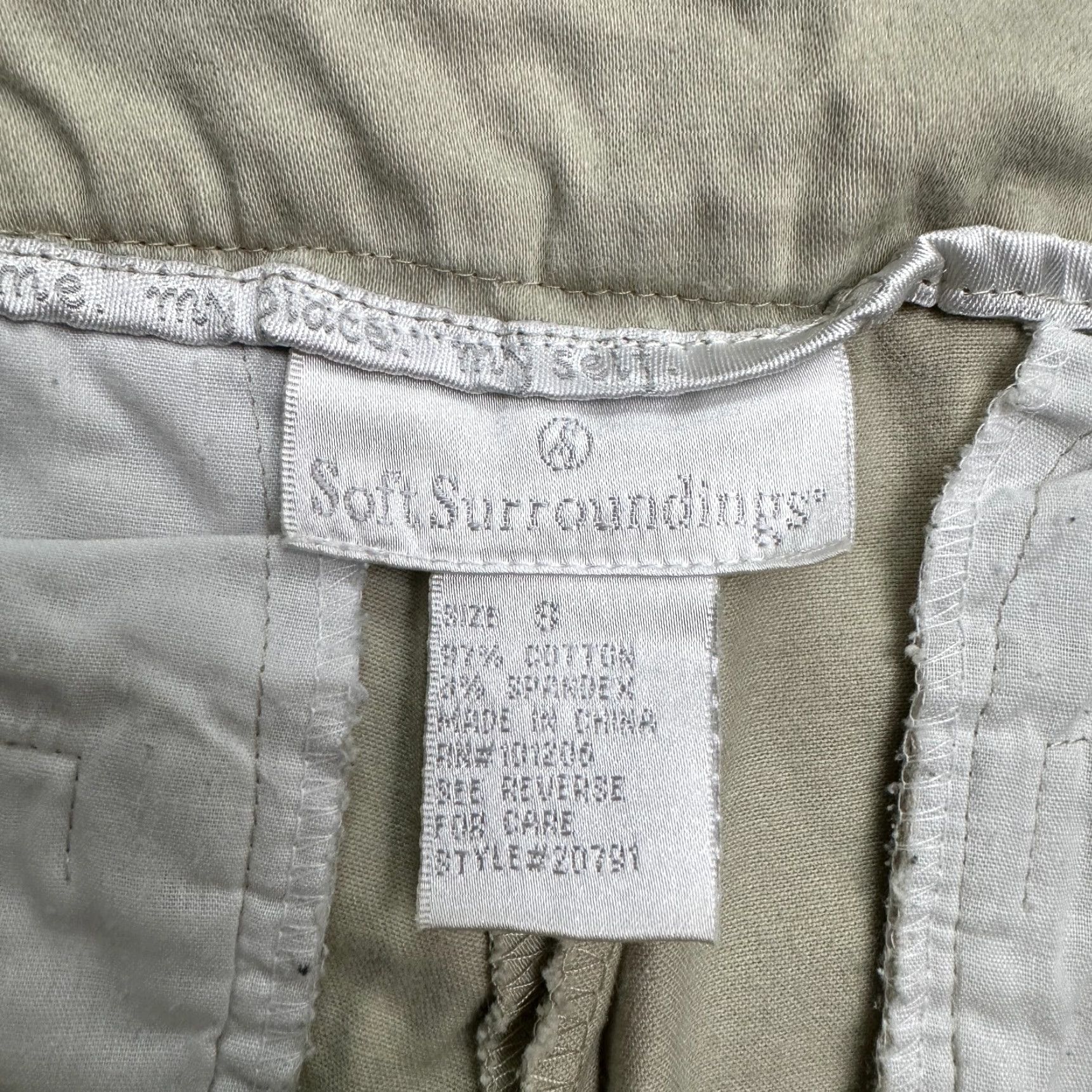 Soft Surroundings Soft Surroundings Pants Casual Cropped Cotton Beige Adult Small Regular Straight 30x23.5 Womens Regular Beige Cropped Pants - 30 Inseam, 23.5 Waist Size 28" / US 6 / IT 42 - 5 Thumbnail