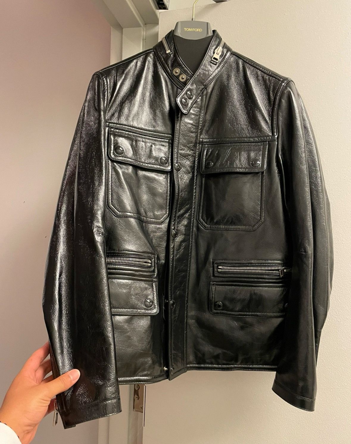 Tom Ford o1w1db10624 Leather Motorcycle Jacket in Black Size US M / EU 48-50 / 2 - 2 Thumbnail