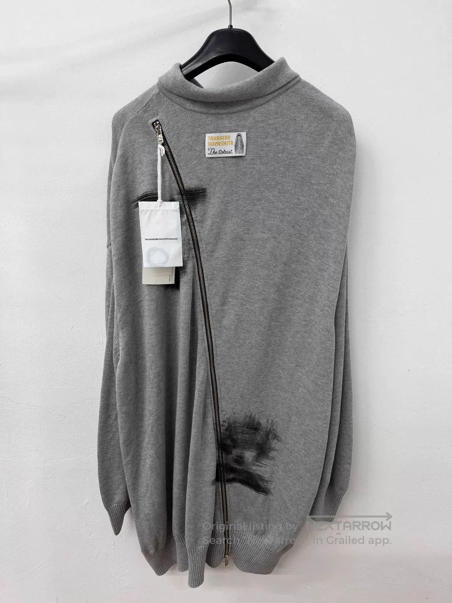 Takahiromiyashita The Soloist. Gray Long Sleeve Polo with Text Print. Size US S / EU 44-46 / 1 - 2 Thumbnail