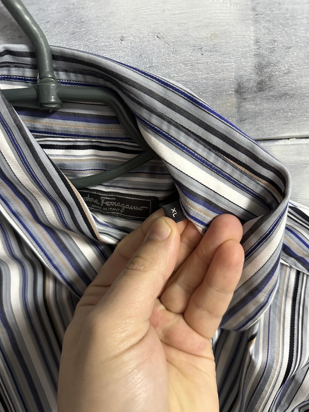 Salvatore Ferragamo Luxury Salvatore Ferragamo Shirt Button in Striped Size XL Size US XL / EU 56 / 4 - 9 Thumbnail