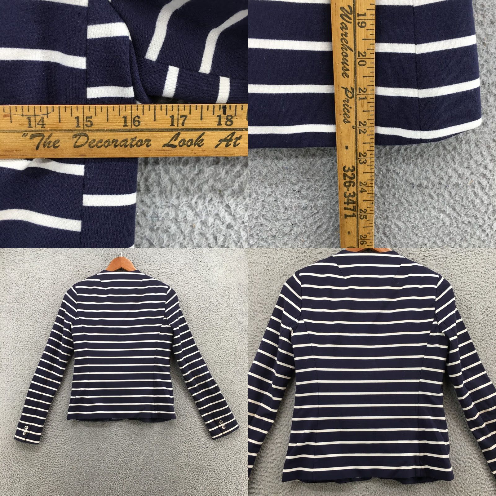 Banana Republic Banana Republic Blazer Jacket Womens 4 White Striped Long Sleeve Button Up Casual Knit Coat Blazer Womens Size S / US 4 / IT 40 - 8 Thumbnail