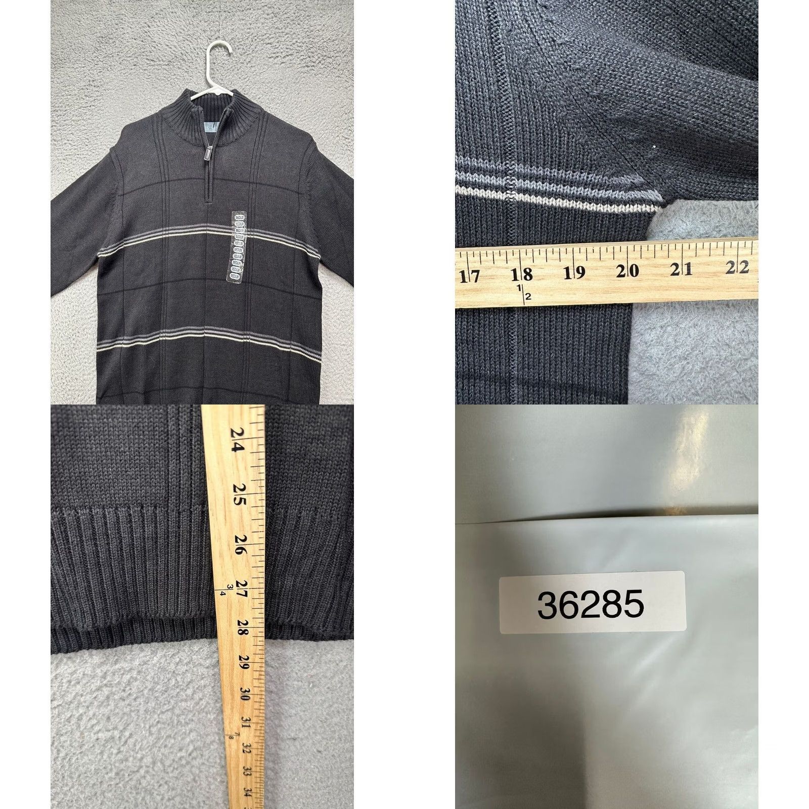 Oscar De La Renta Oscar de la Renta Sweater Pullover Quarter Zip Black Plaid Mens Medium NEW Size US M / EU 48-50 / 2 - 8 Thumbnail