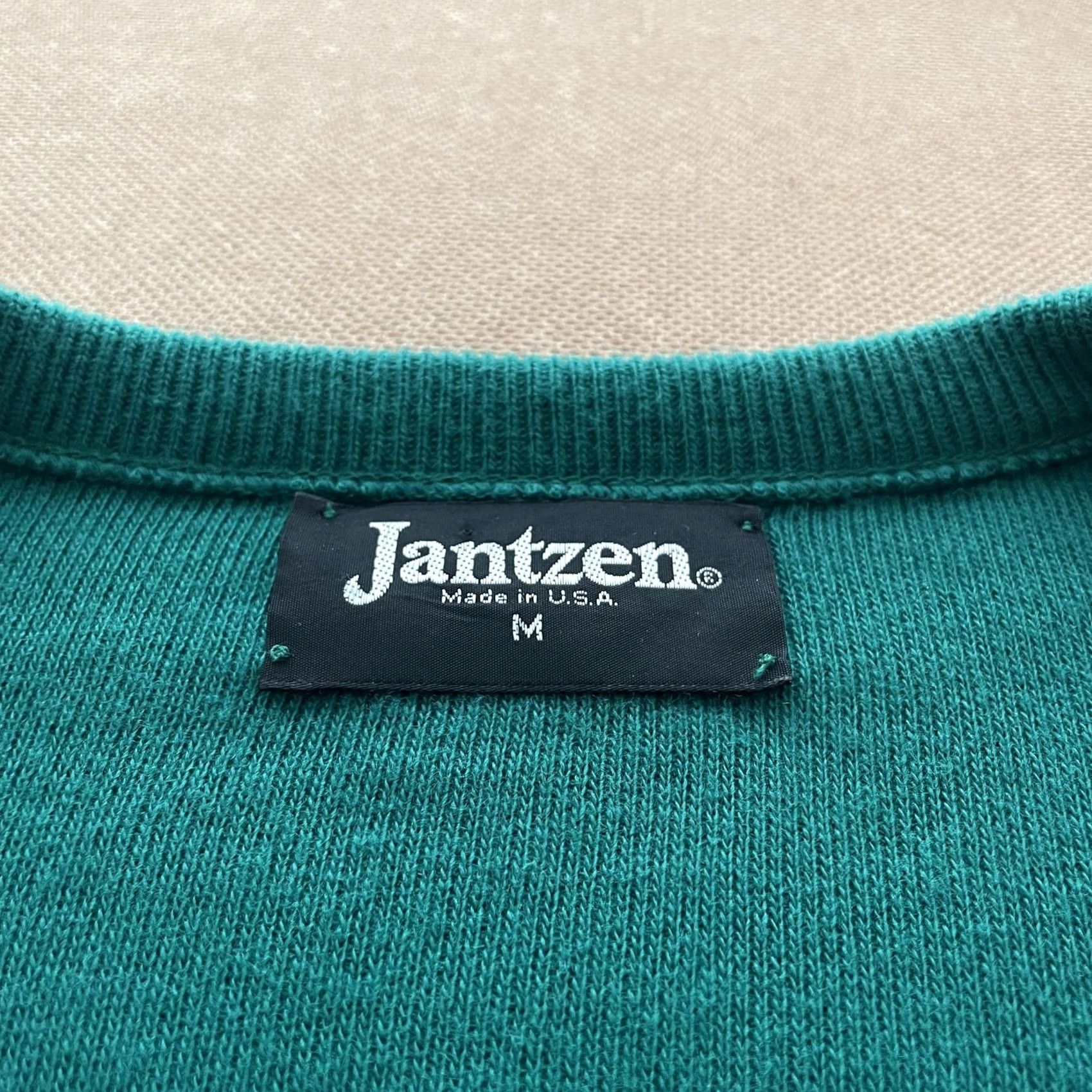 Jantzen VINTAGE Jantzen Sweater Mens Medium V Neck Pullover Knit Made USA Lightweight Classic Green Size US M / EU 48-50 / 2 - 2 Thumbnail