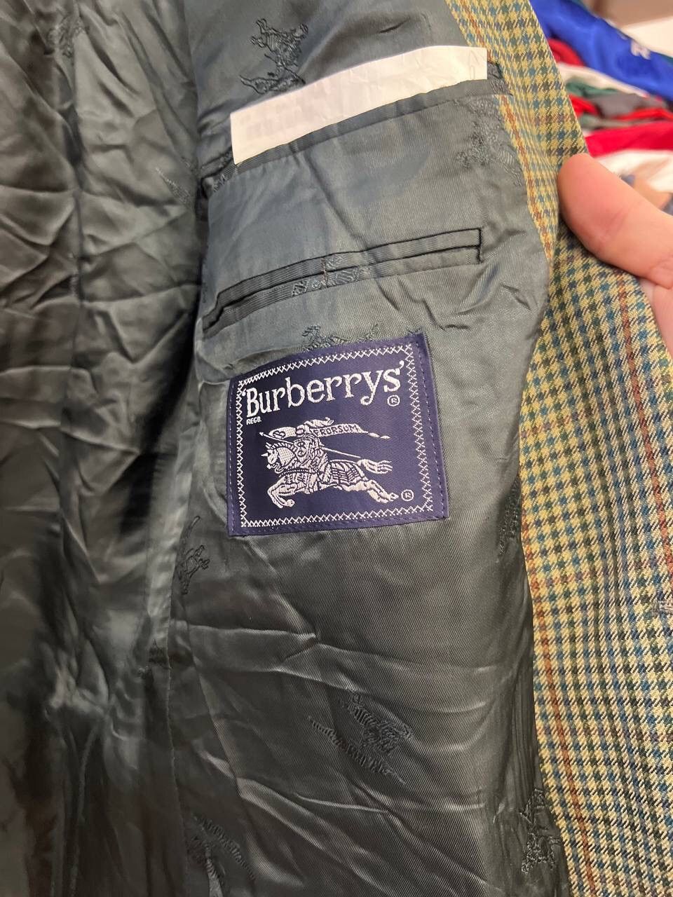 Burberry × Vintage Vintage Burberry Green Check Wool Blazer Jacket Size 46R - 7 Thumbnail