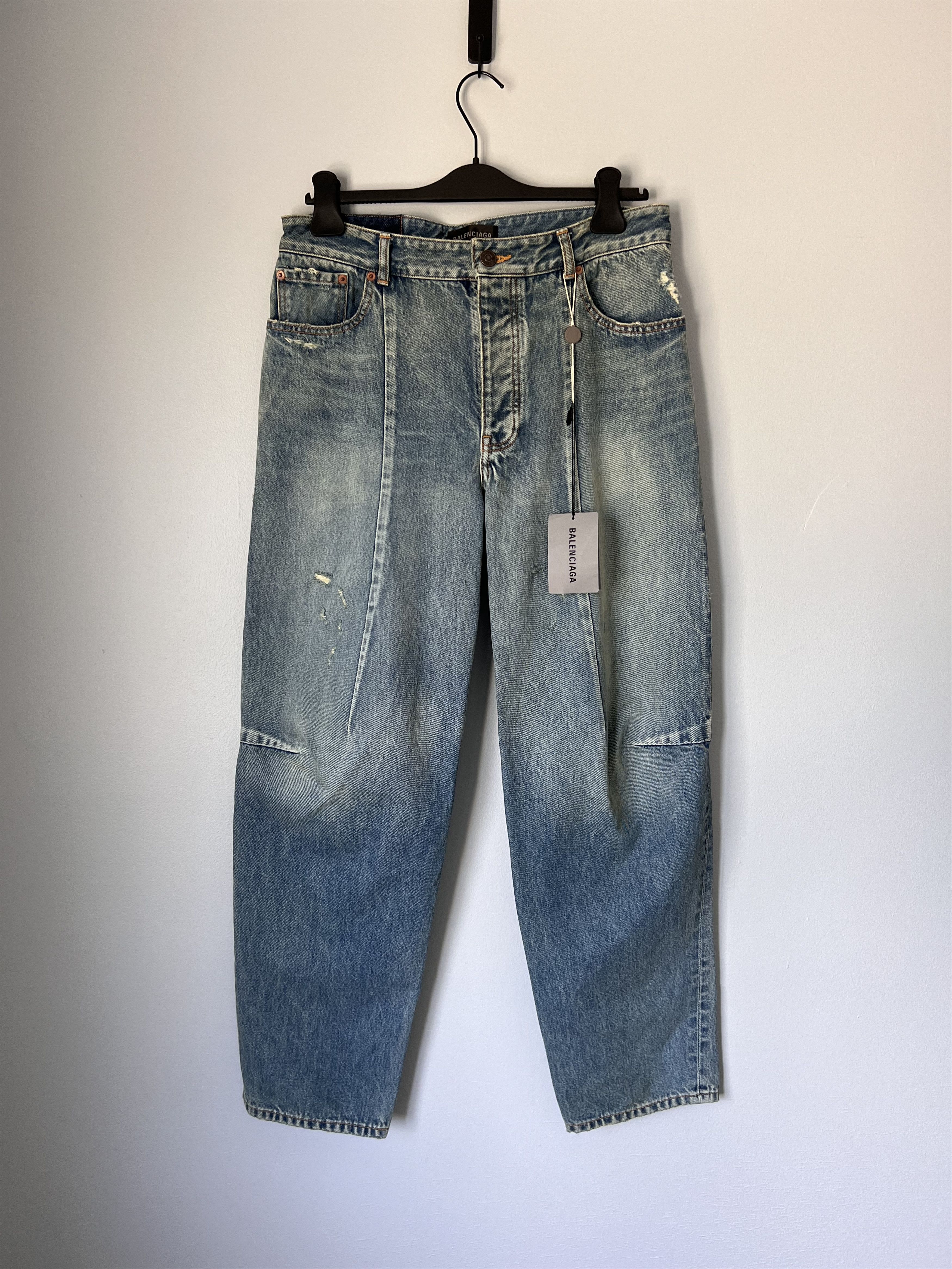 image of Balenciaga Biker Darts Jeans In Blue, Men's (Size 33)