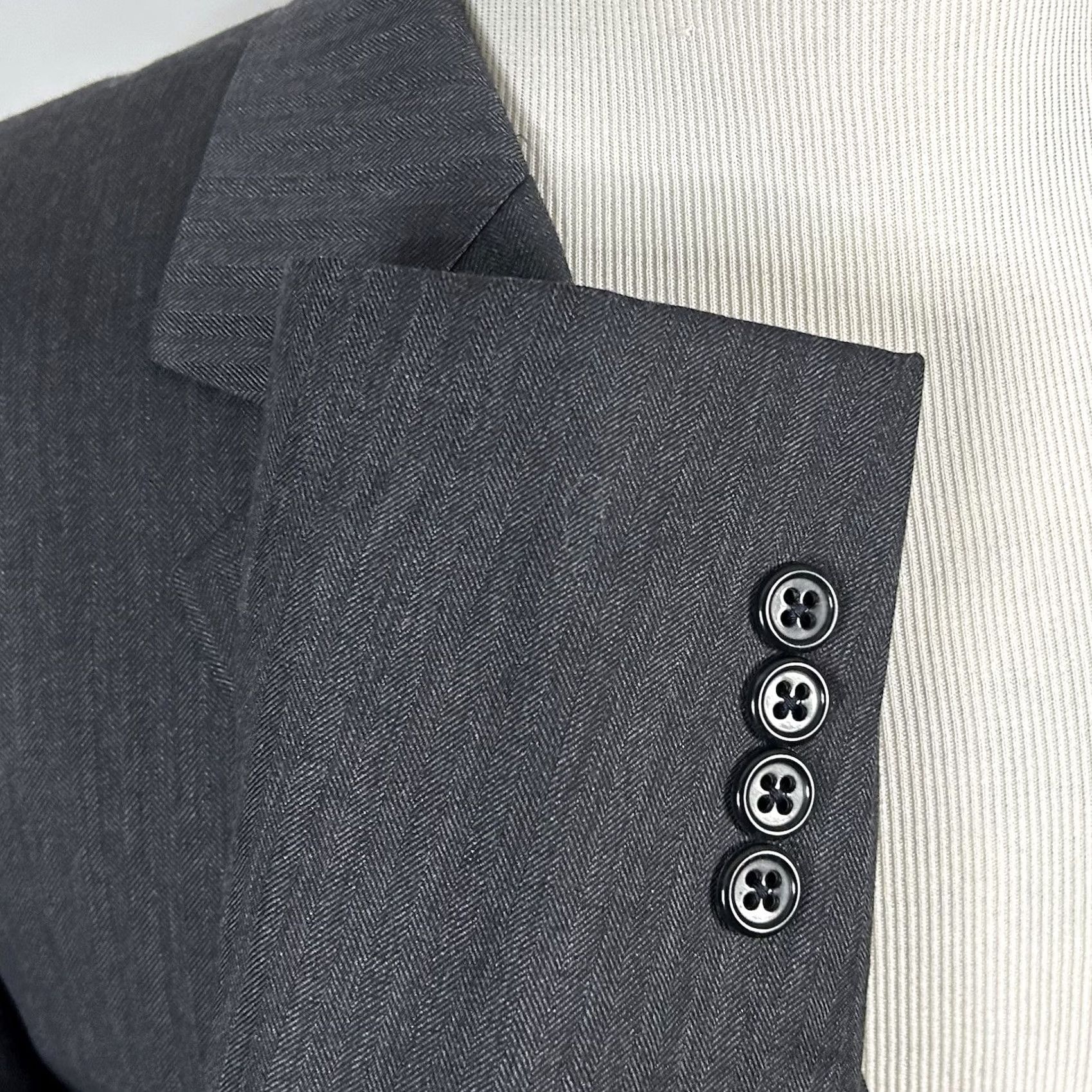 Jos. A. Bank Jos A Bank 46R Sport Coat 100% Wool Gray Herringbone Two-Button Lined Vented Size US XS / EU 42 / 0 - 5 Thumbnail