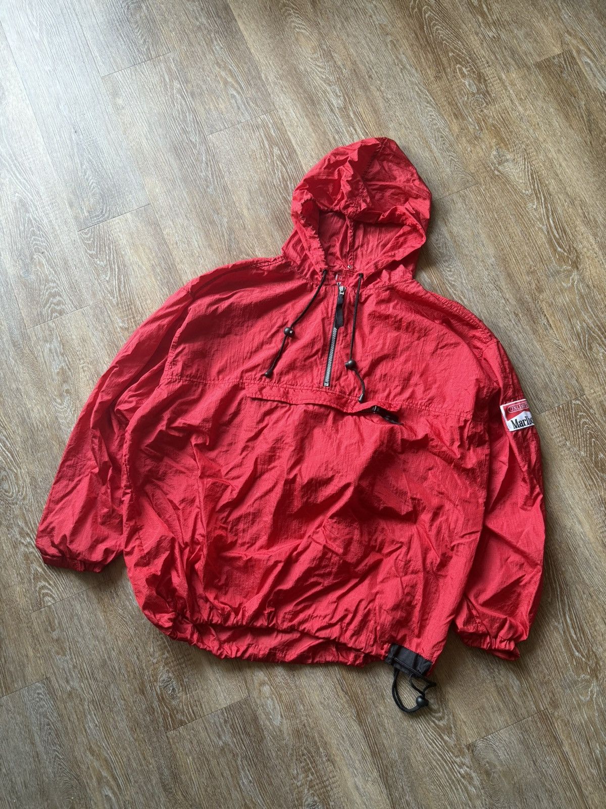 Marlboro × Vintage Vintage 90s Marlboro Unlimited Red Anorak Jacket Size US L / EU 52-54 / 3 - 1 Thumbnail