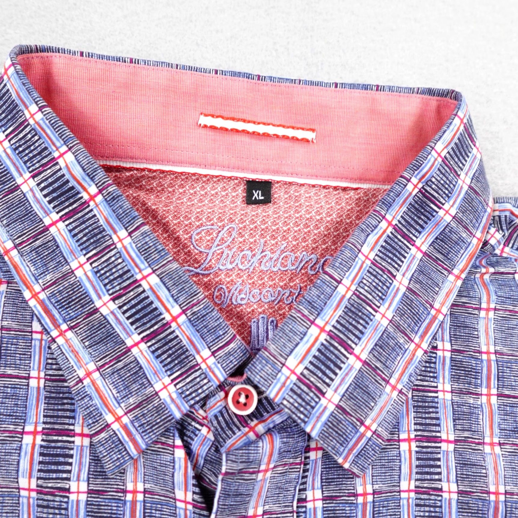 Luchiano Visconti VINTAGE Luchiano Visconti Shirt Men XL Blue Red Plaid Short Sleeve Button-Up Casual Size US XL / EU 56 / 4 - 2 Thumbnail