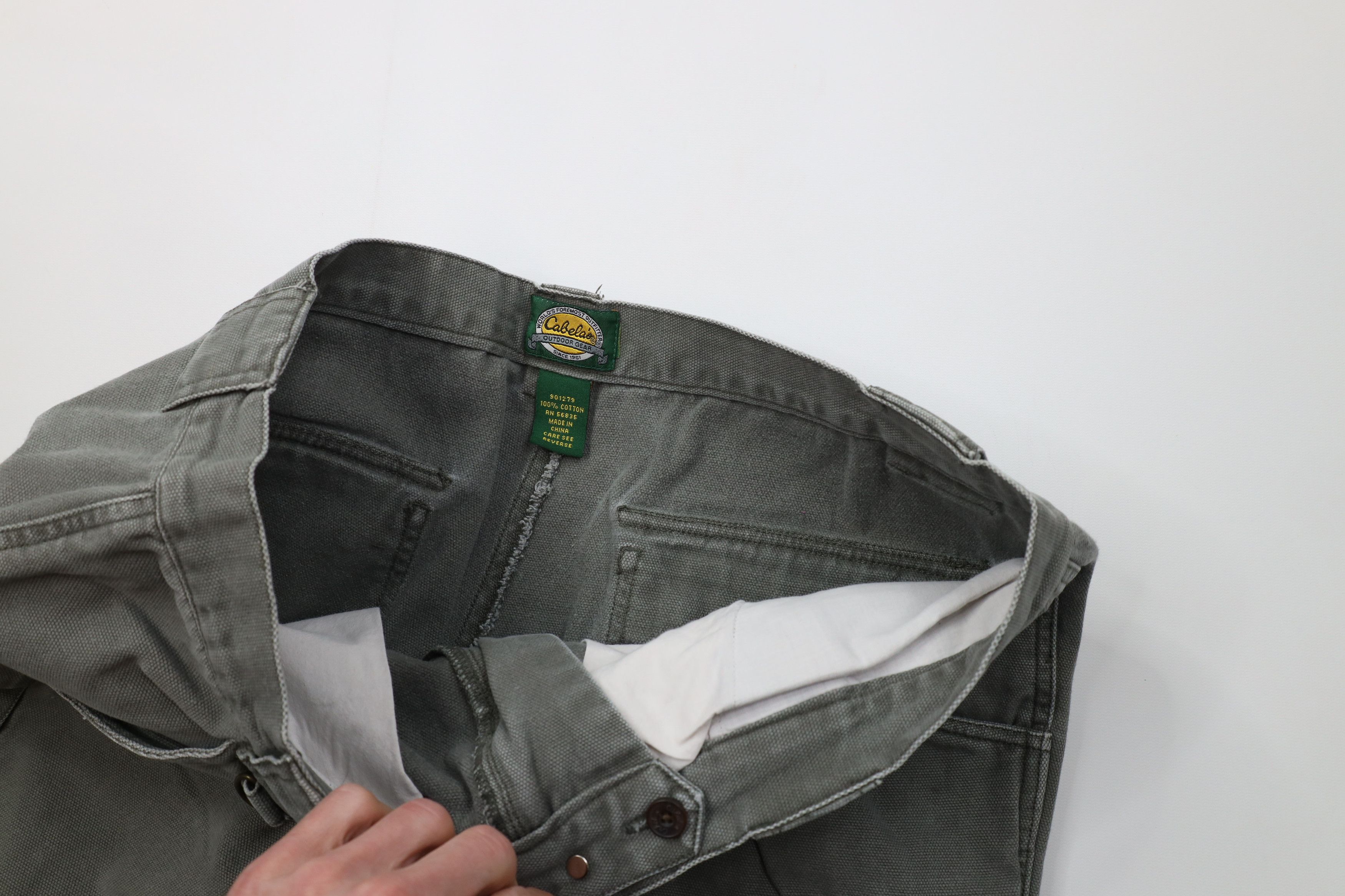 Cabelas Vintage 90s Cabelas Heavy Canvas Wide Leg Cargo Pants Green Size US 38 / EU 54 - 8 Thumbnail