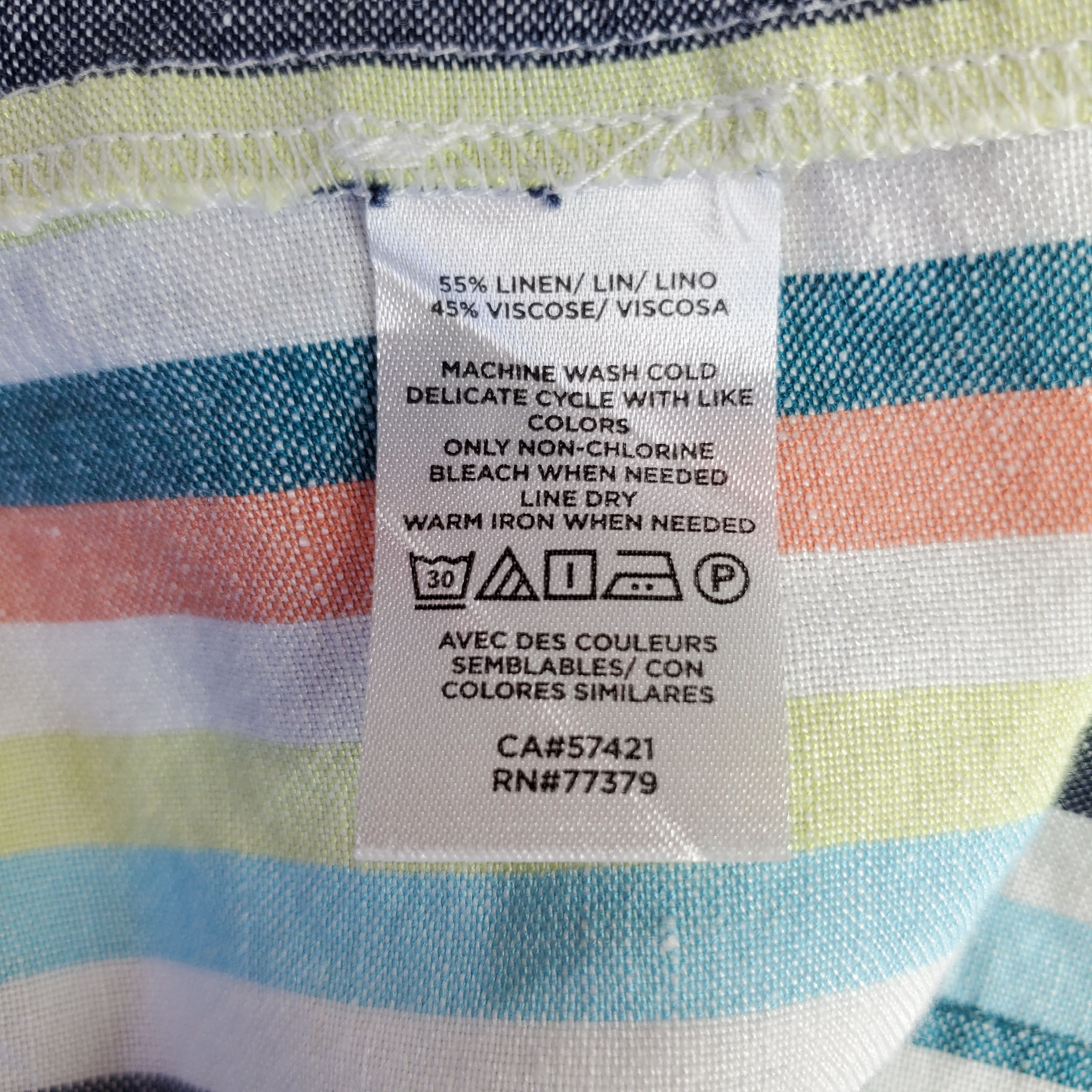Ann Taylor Ann Taylor Size XS Blouse Rainbow Stripe Linen Chambray Size XS / US 0-2 / IT 36-38 - 7 Thumbnail