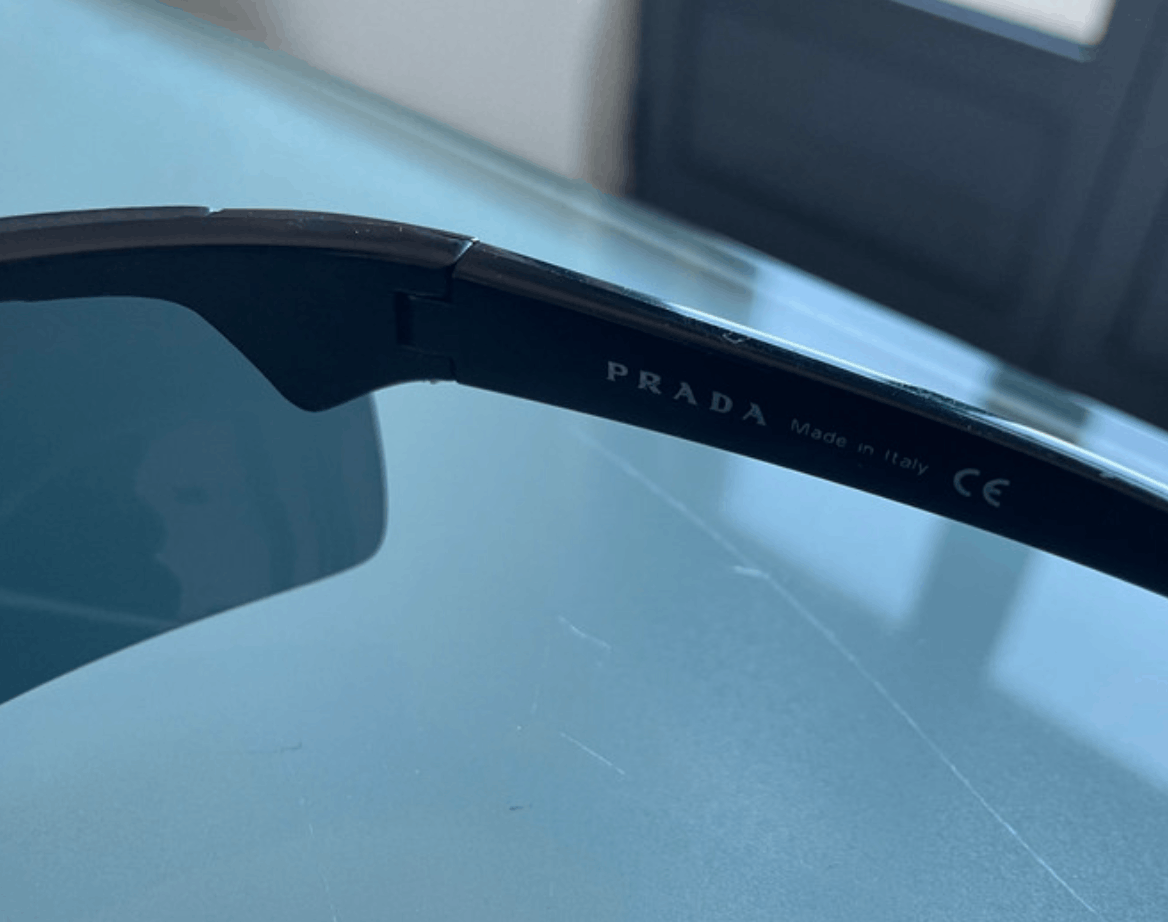 Prada × Vintage PRADA Sunglasses Rectangle Wrap Shield Metal Symbole Sport Size ONE SIZE - 5 Thumbnail