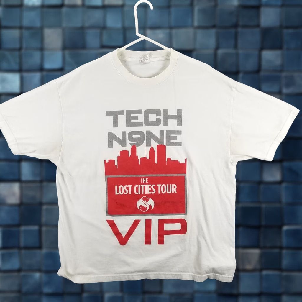 Vintage Tech N9NE Nine Concert Lost Cities Tour T Shirt XL White Hip Hop Tee Mens Band T-Shirt Size US XL / EU 56 / 4 - 1 Thumbnail