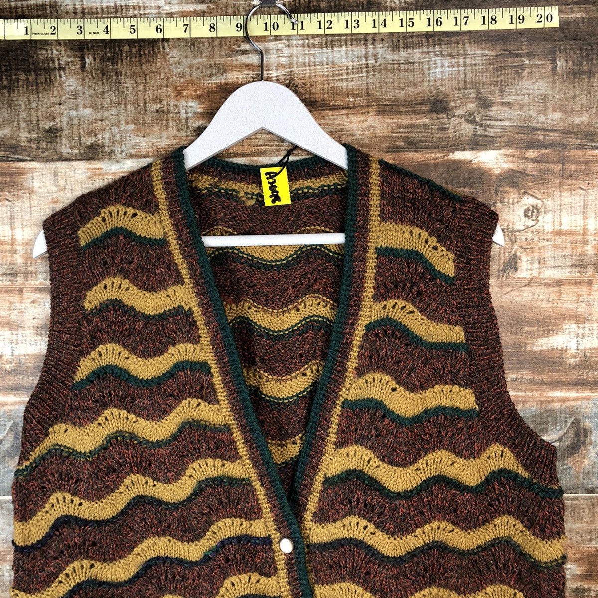 Handmade × Japanese Brand × Vintage Japan vintage wave cardigan Vest Knitwear #A2047 Size M / US 6-8 / IT 42-44 - 4 Thumbnail
