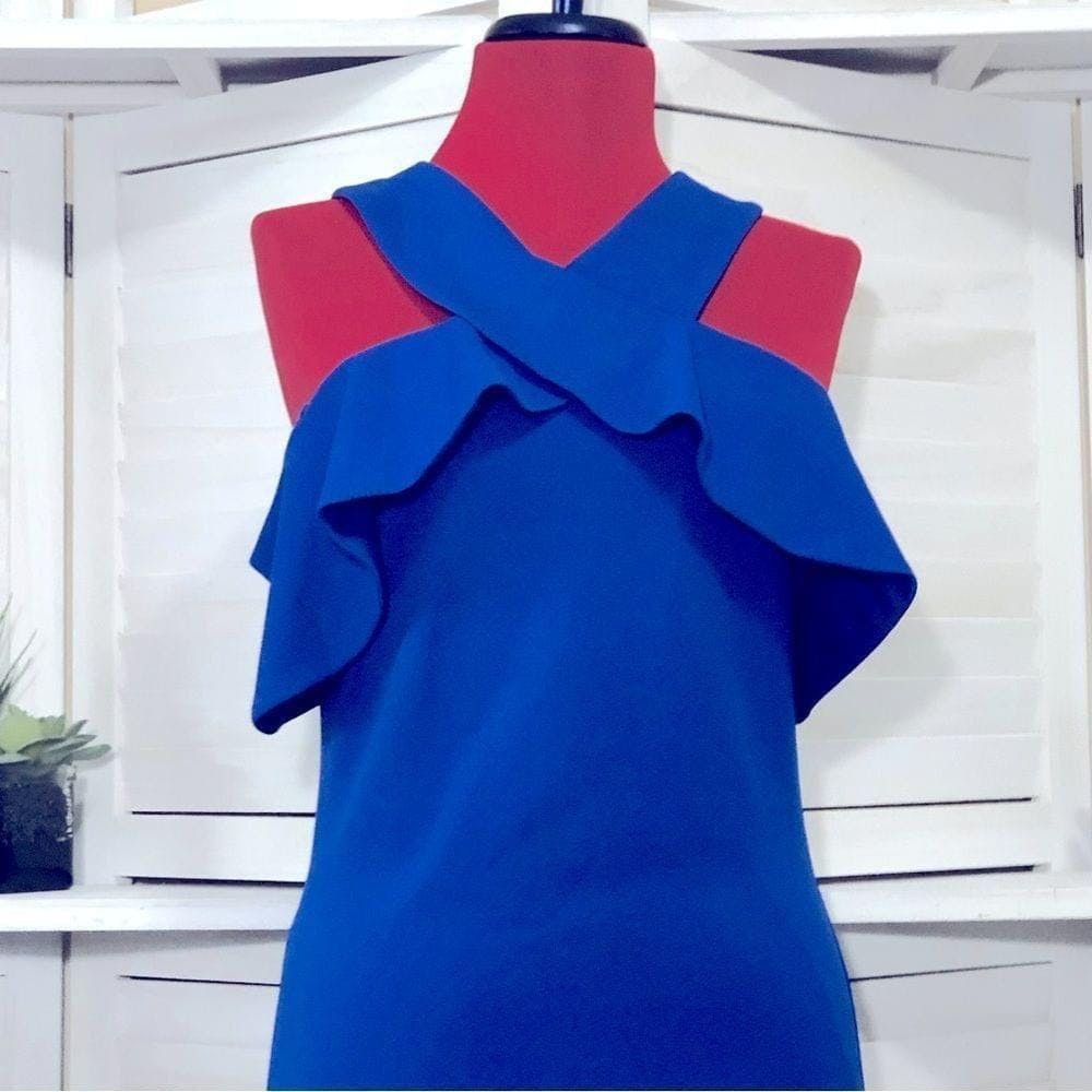 Other Rachel Roy royal blue ruffled bodycon cocktail party dress 4 Size S / US 4 / IT 40 - 6 Thumbnail