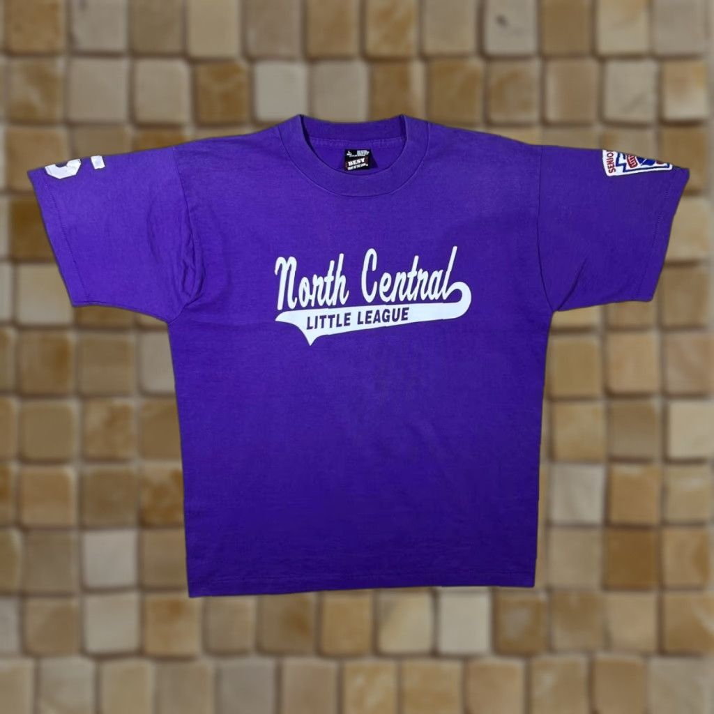 Fruit Of The Loom VINTAGE North Central Little League Baseball Purple Single Stitch T-Shirt Mens L Medium Mockup? Size US M / EU 48-50 / 2 - 1 Thumbnail