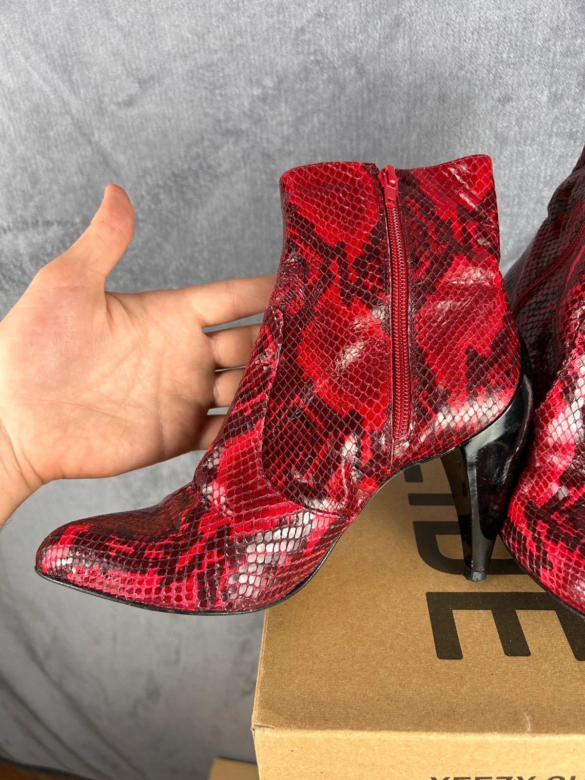 Designer × Faith Connexion Faith snake skin heels red with zip Size US 8 / IT 38 - 6 Thumbnail