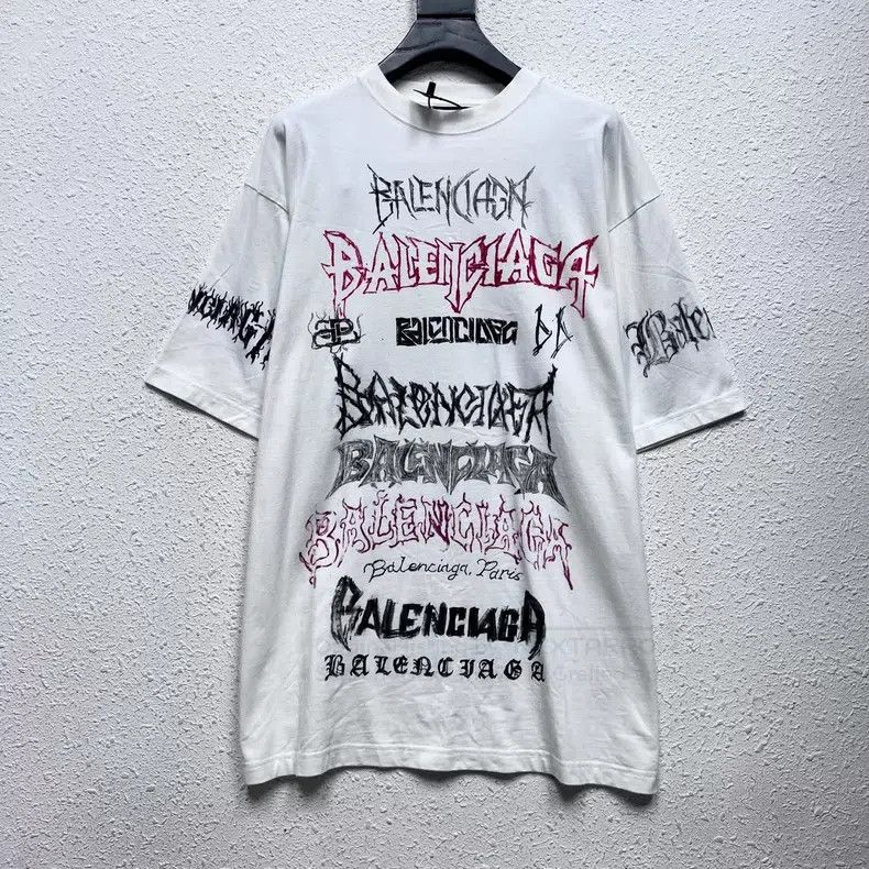 Balenciaga Balenciaga Dragon Year Graffiti Logo White Short Sleeve Size US S / EU 44-46 / 1 - 1 Thumbnail