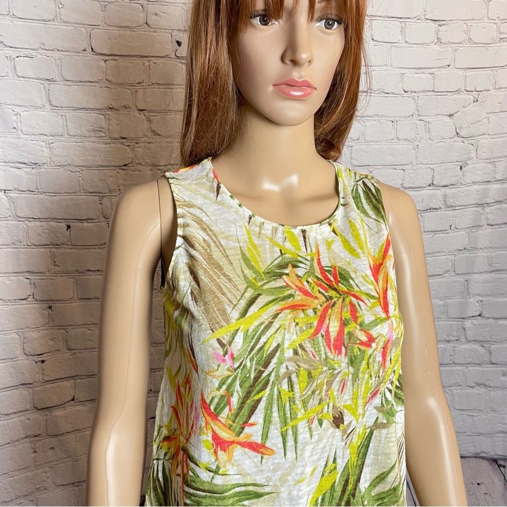 J. Jill J. Jill Love Linen Beige Floral Top Size XS Petite Size XS / US 0-2 / IT 36-38 - 2 Thumbnail