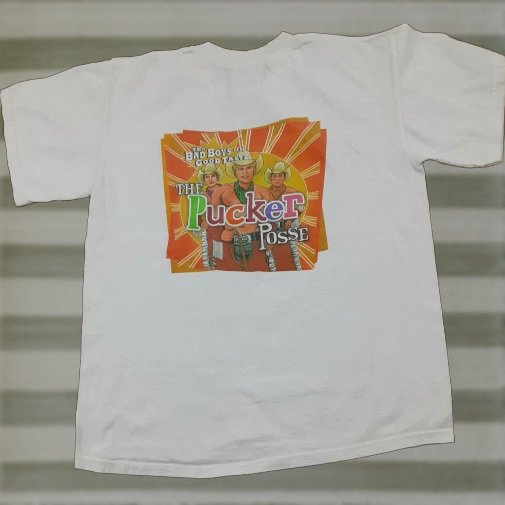 Gildan VINTAGE DeKuyper Pucker Liqueur Promo T-Shirt Gildan White 90s Pucker Posse Mens L Size US L / EU 52-54 / 3 - 1 Thumbnail