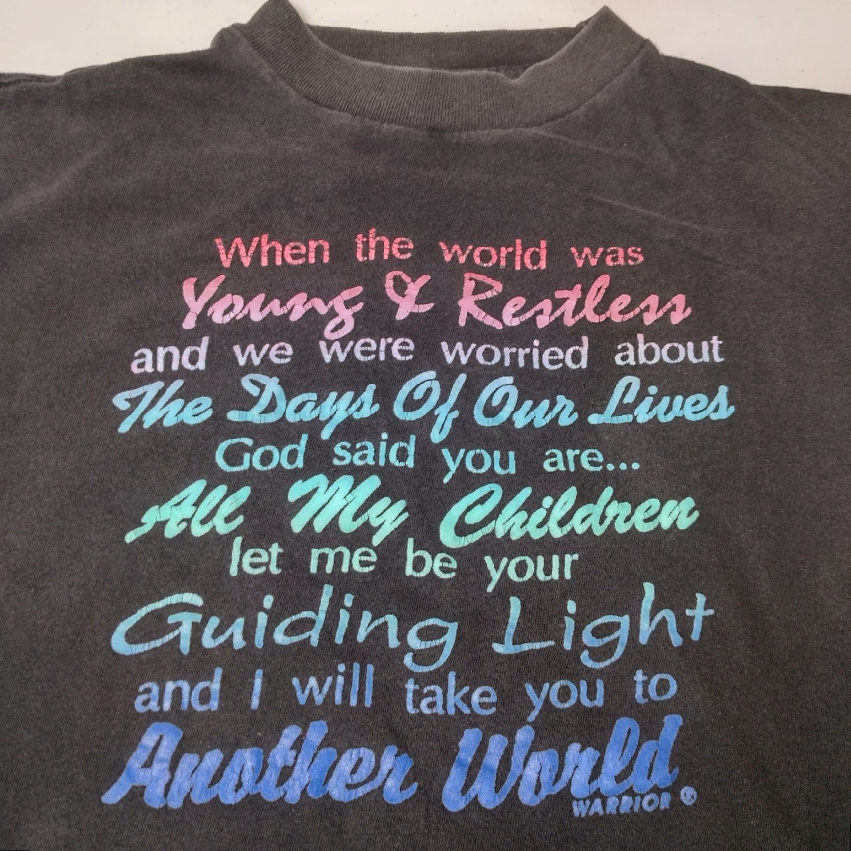 Vintage VINTAGE Warrior Soap Opera Shirt Large Black Short Sleeve Crew Neck Men’s T-Shirt Distressed Graphic Daytime TV Size US L / EU 52-54 / 3 - 2 Thumbnail
