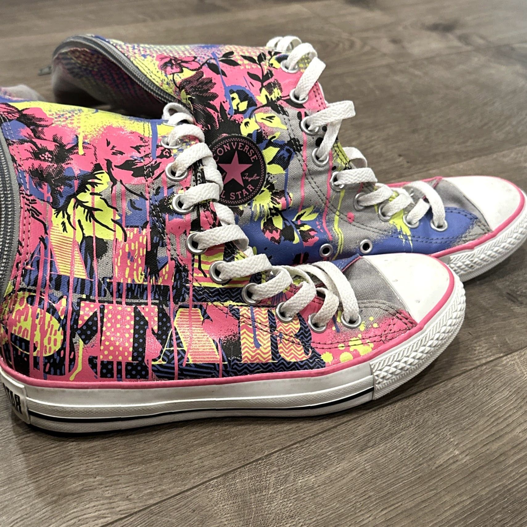 Converse VINTAGE Converse Chuck Taylor All-Star Knee High Sneakers Gray/Pink Zipper Lace-Up Women Size 6 Stars Size US 4 / IT 34 - 2 Thumbnail