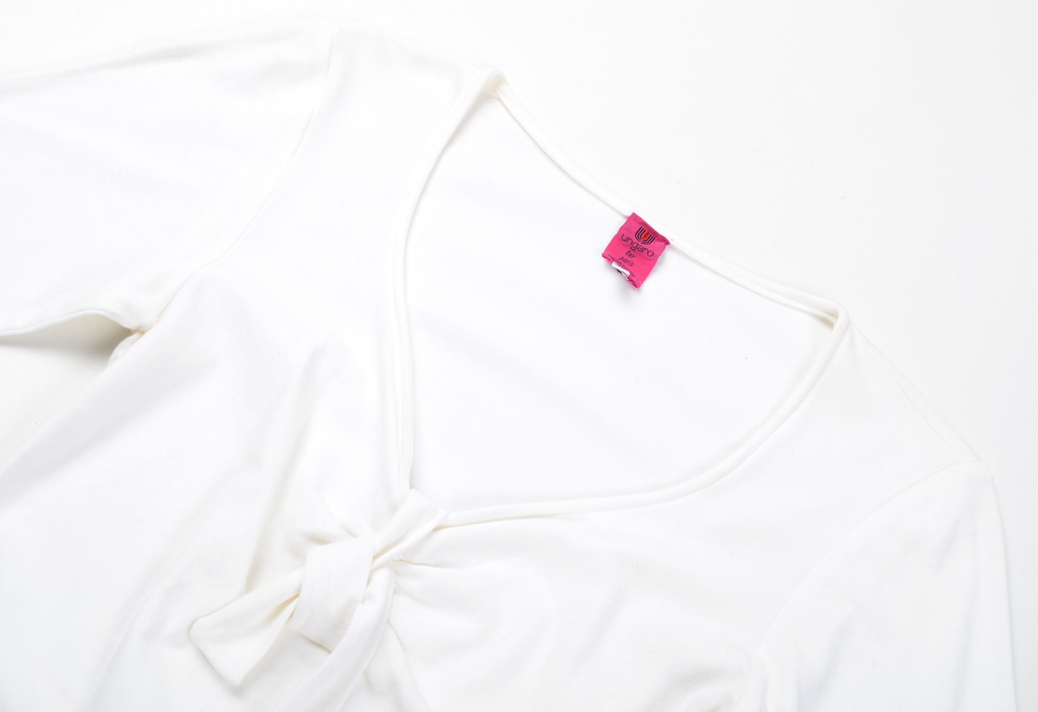 Ungaro Paris Vintage Ungaro Paris 90's White Tie-Front Short Sleeve Top Size S / US 4 / IT 40 - 5 Thumbnail