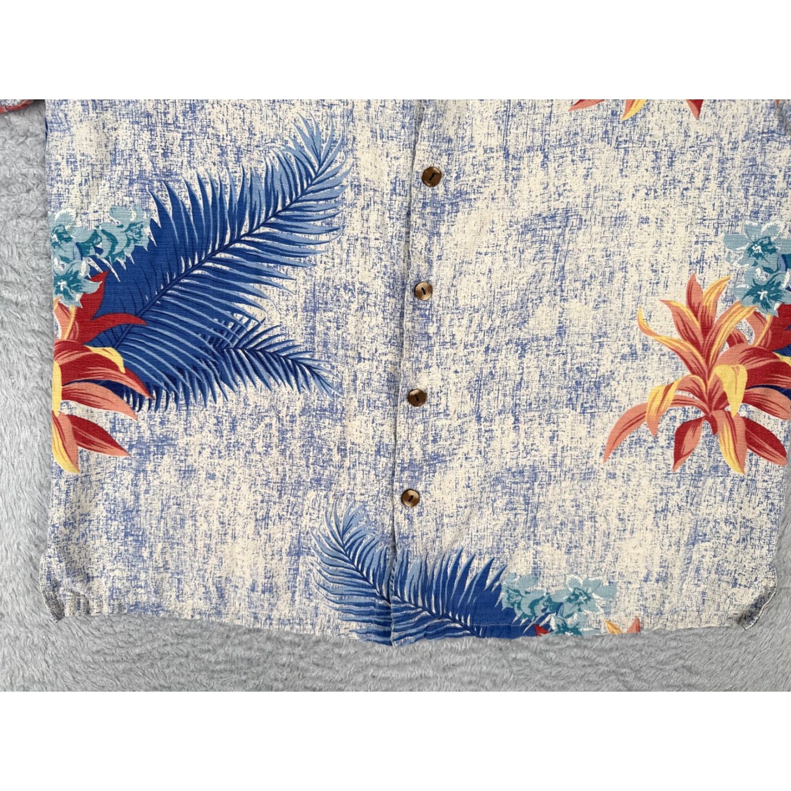 Vintage Island Republic Shirt Men Large Blue Ivory Floral 100% Silk Button Up Hawaiian Size US L / EU 52-54 / 3 - 5 Thumbnail