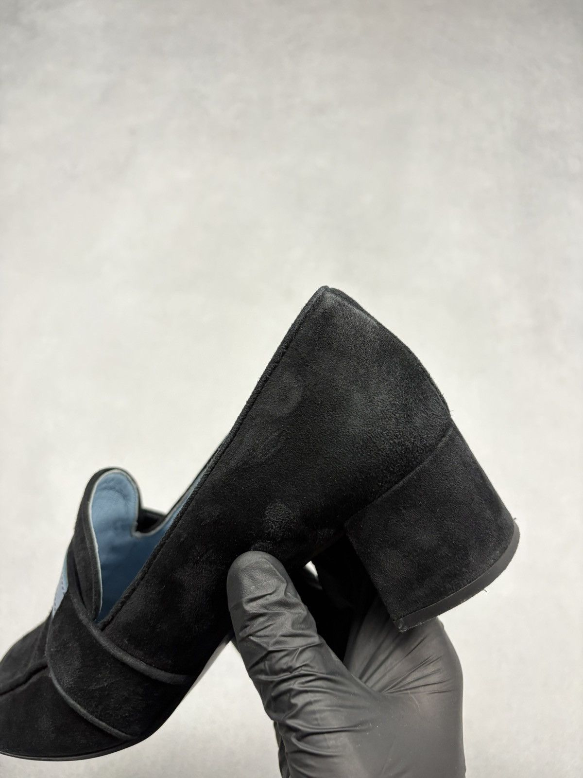 Prada Prada Milano Suede Logo Strap Block Heel Loafers Black 38.5 Size US 8.5 / IT 38.5 - 18 Thumbnail