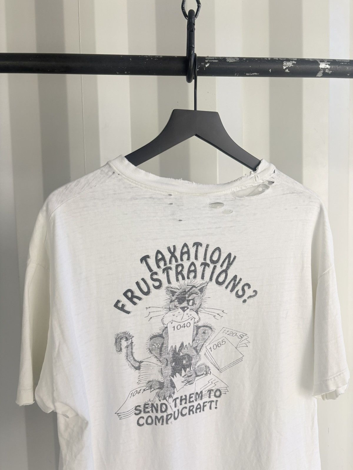 Vintage Thrashed Taxation Frustrations Faded Distressed Shirt GRUNGE Size US L / EU 52-54 / 3 - 5 Thumbnail
