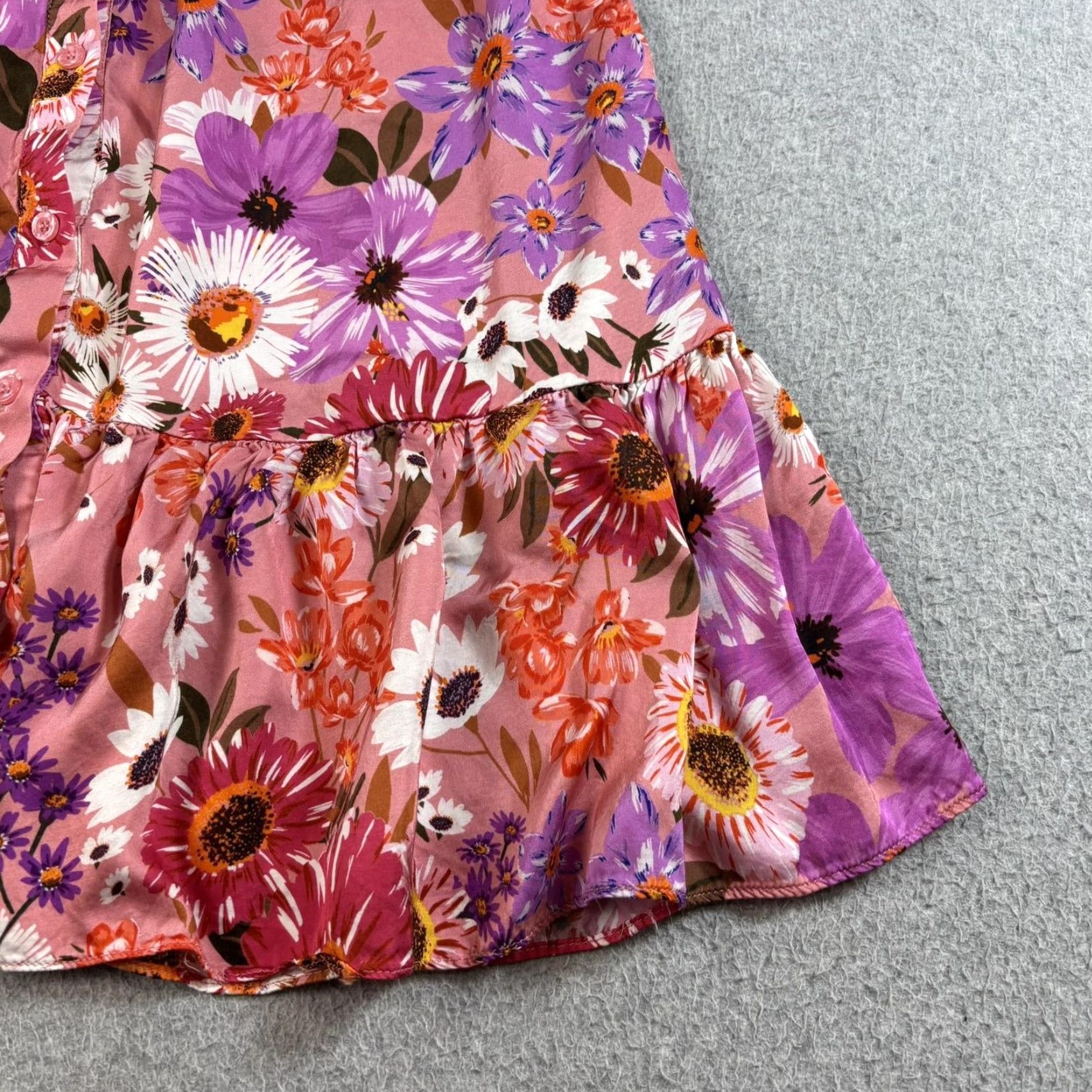 Vintage Rachel Parcell Dress Women 6 Pink Floral Button Ruffle Boho Tiered Art Shirt Dress Puff Sleeve Collared Mockup Size M / US 6-8 / IT 42-44 - 6 Thumbnail