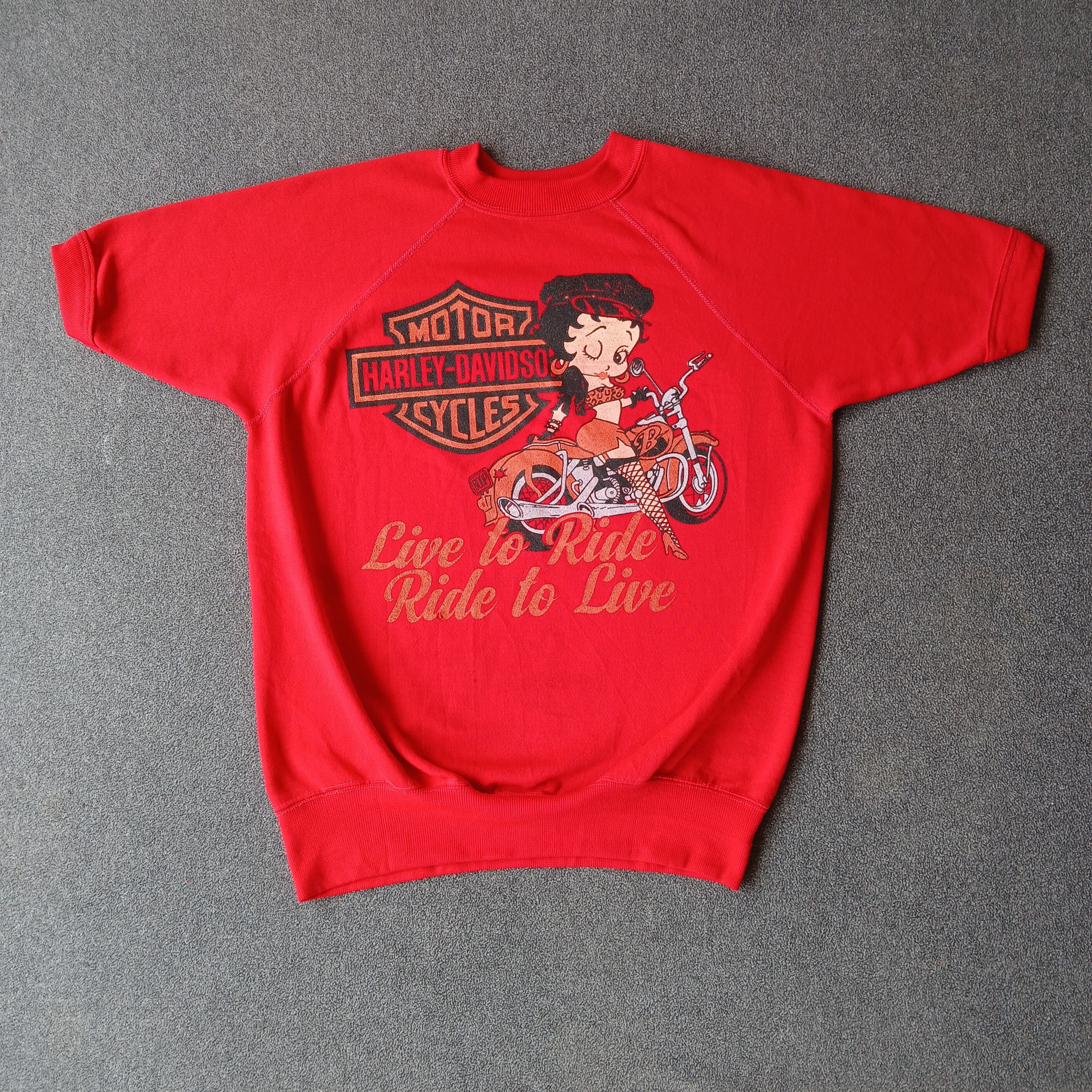JCPenney Sweatshirt ShortSleeve 70s JCPENNY BettyBoop Harley Davidson Size US L / EU 52-54 / 3 - 1 Thumbnail